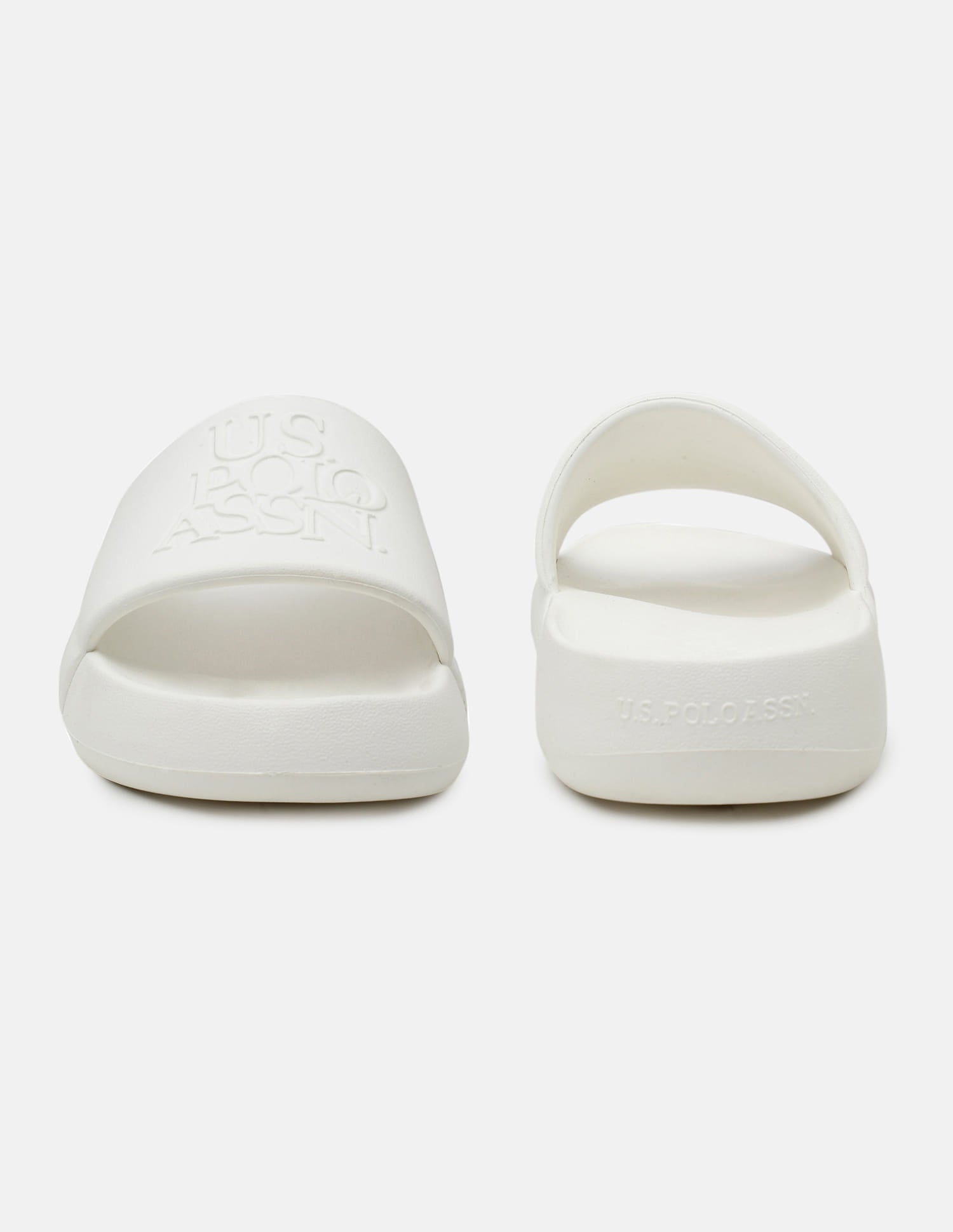 Brand Embossed Luna Sliders White - U.S. Polo Assn. India | Large