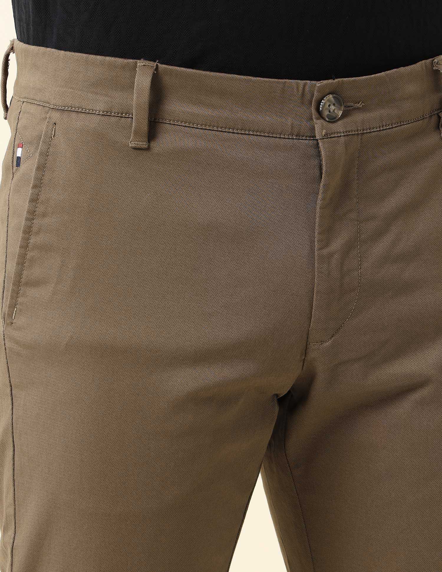 Denver Slim Fit Satin Print Trousers Brown - U.S. Polo Assn. India | Large