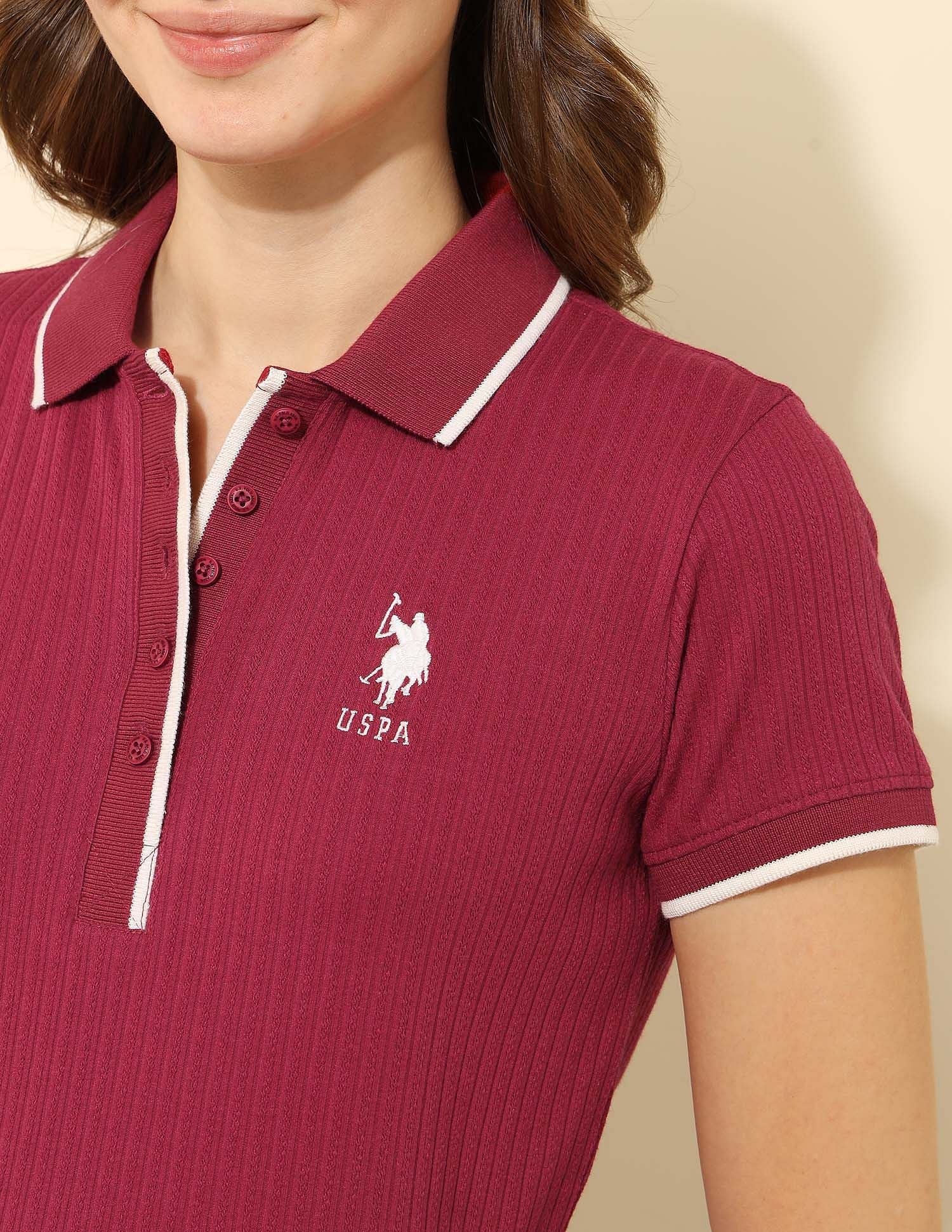 Regular Fit Textured Polo Shirt Maroon - U.S. POLO ASSN. | Large