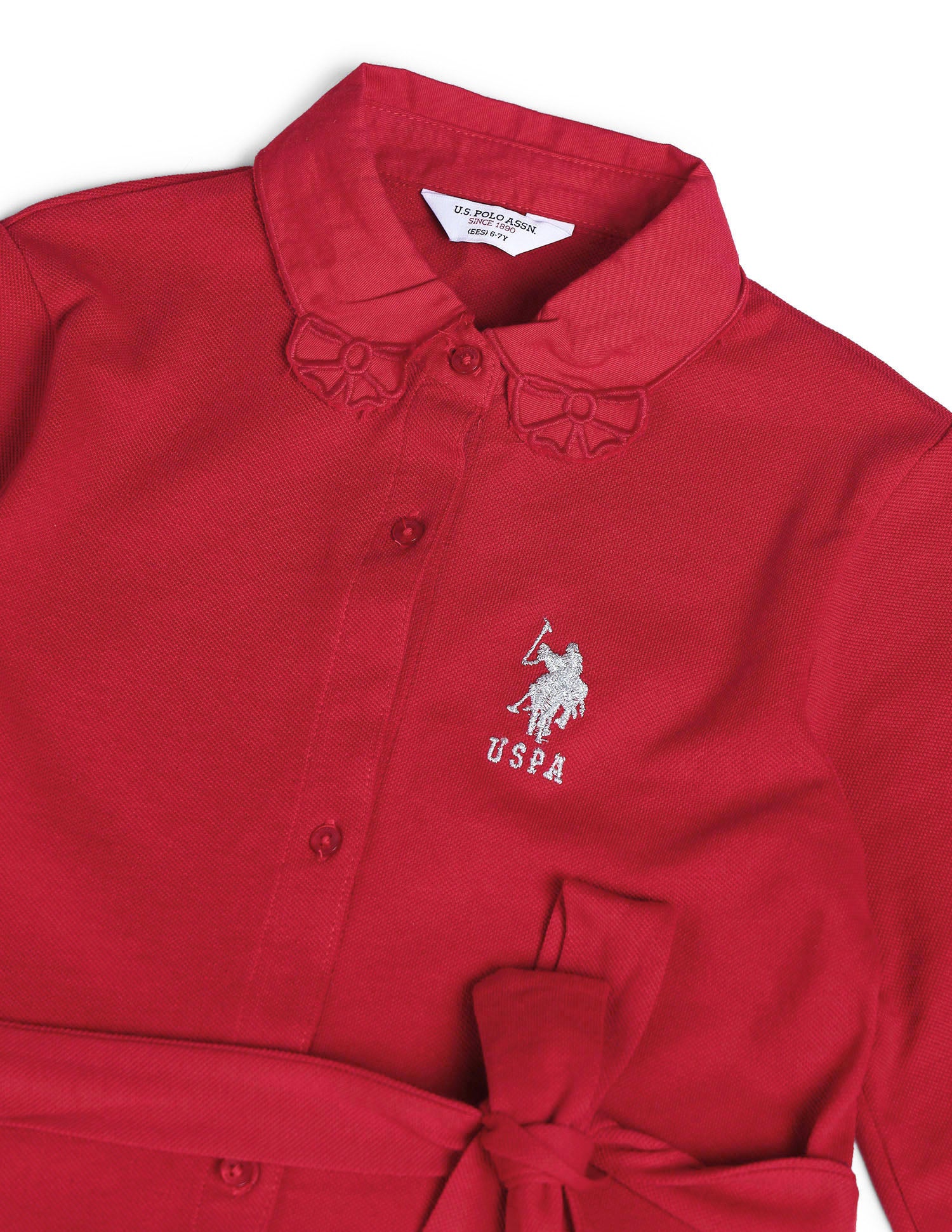 Girls Cotton Shirt Dress Salsa Red - U.S. POLO ASSN. | Large