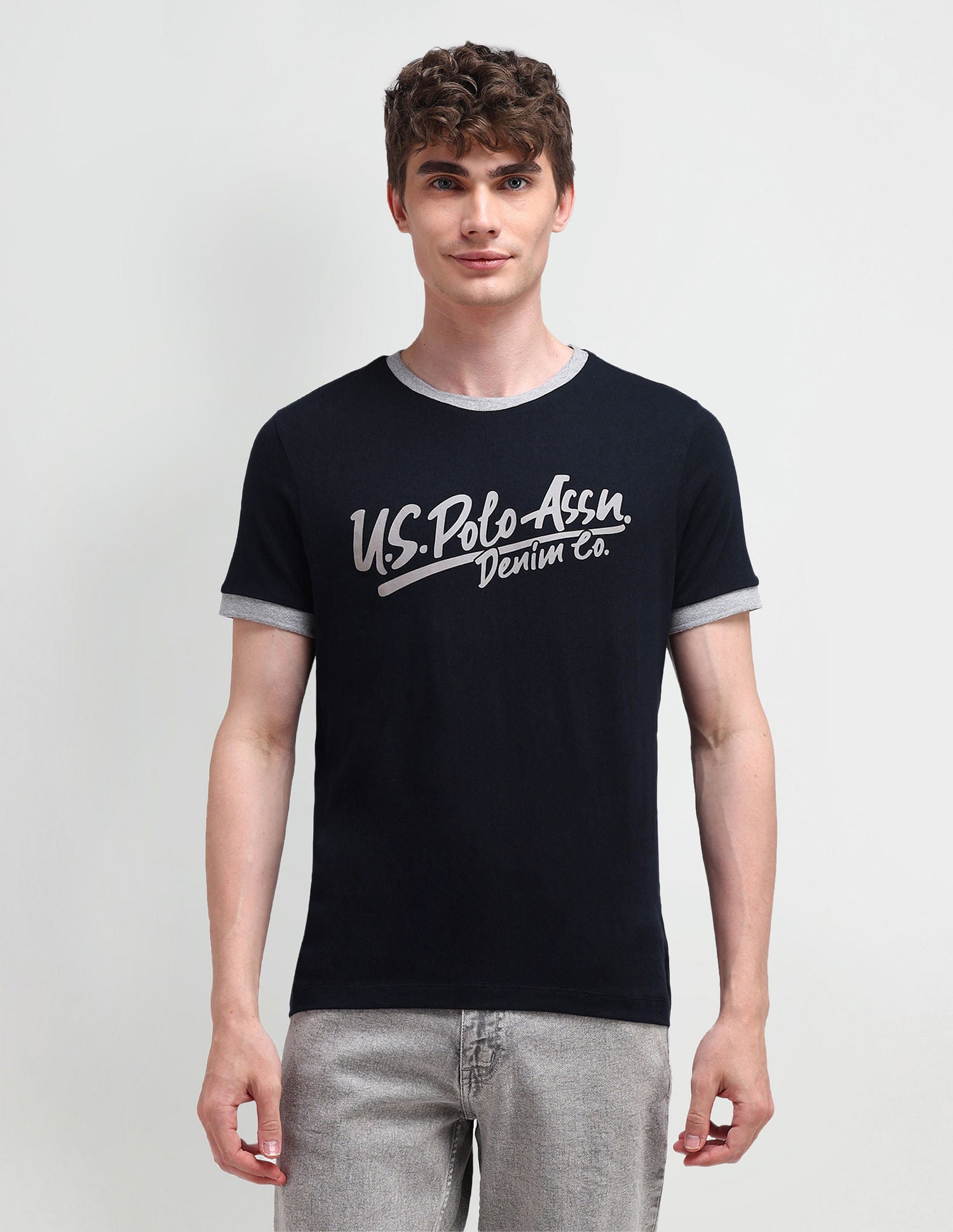 Muscle Fit Typography T-Shirt Navy - U.S. POLO ASSN. | Large