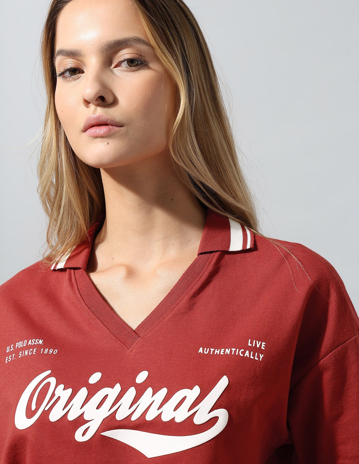 Polo Collar T-Shirt With Wide Leg Pants Red - U.S. Polo Assn. India | Large