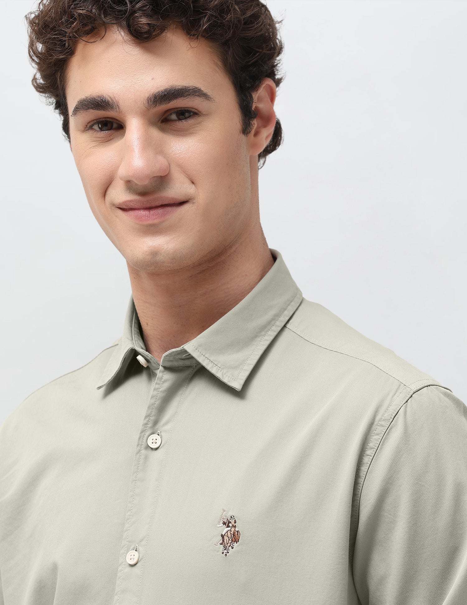 Regular Fit Twill Shirt Light Khaki - U.S. Polo Assn. India | Large
