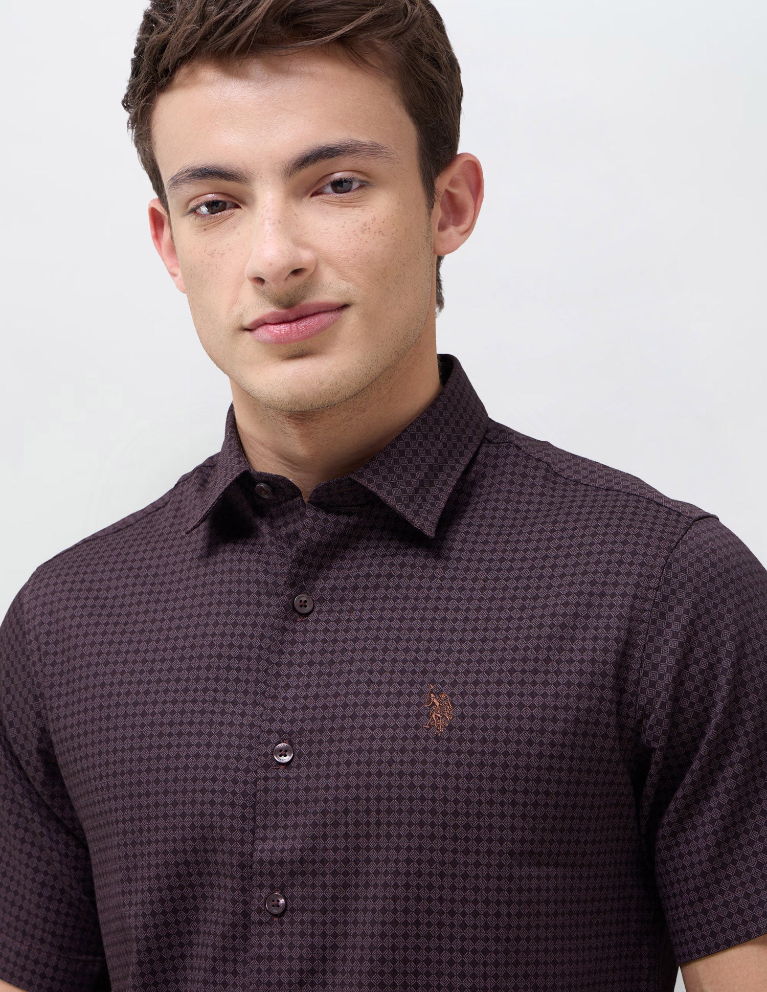 Geometric Printed Regular Fit Shirt Wine - U.S. Polo Assn. India | Large
