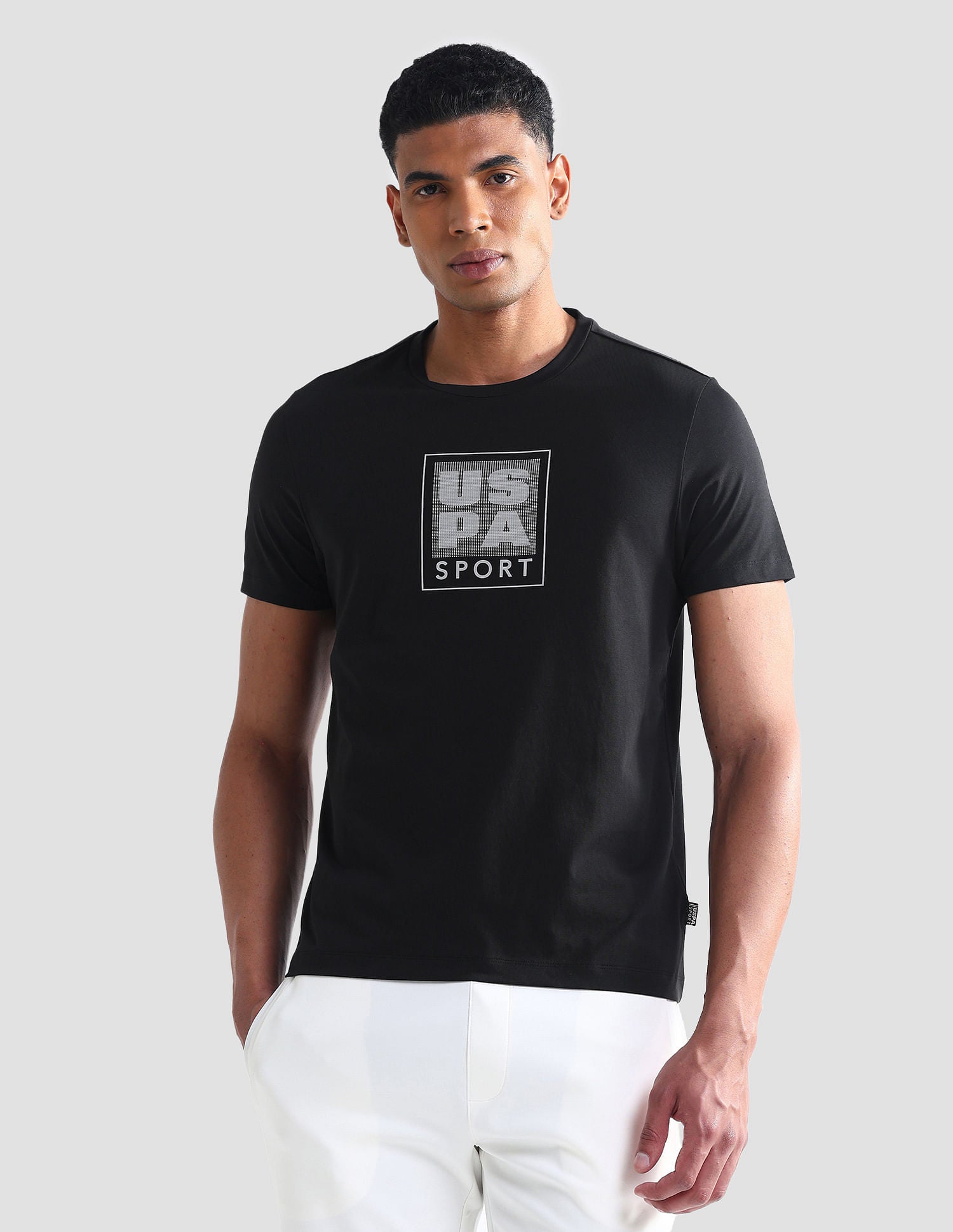 Slim Fit Brand Print Active T-Shirt Black - U.S. Polo Assn. India | Large