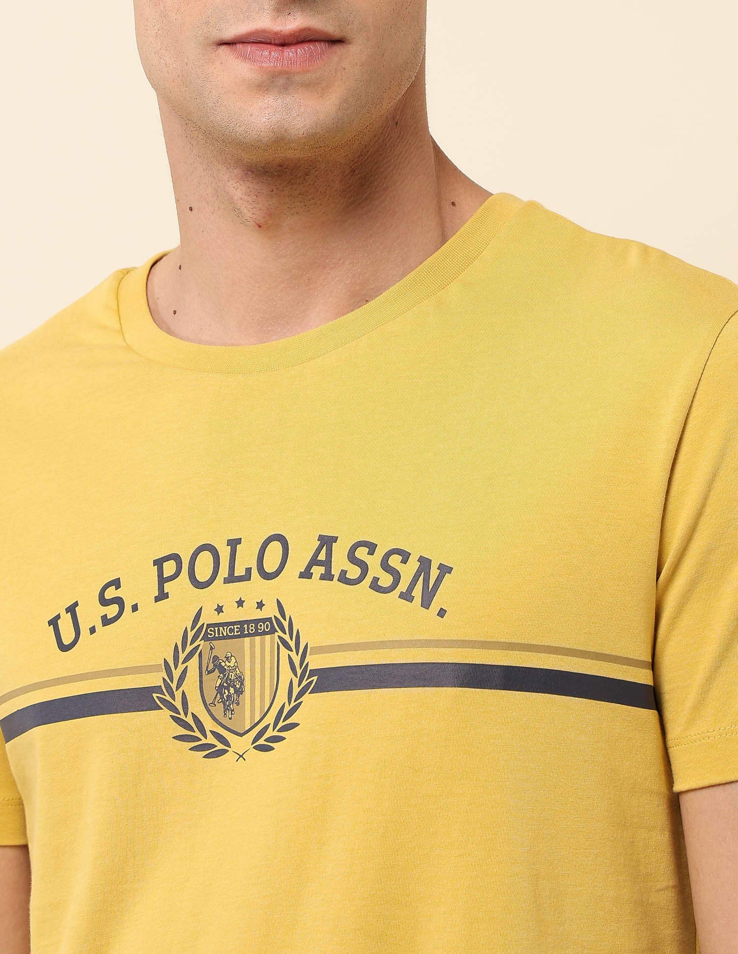 Slim Fit Brand Printed T-Shirt Mustard - U.S. Polo Assn. India | Large
