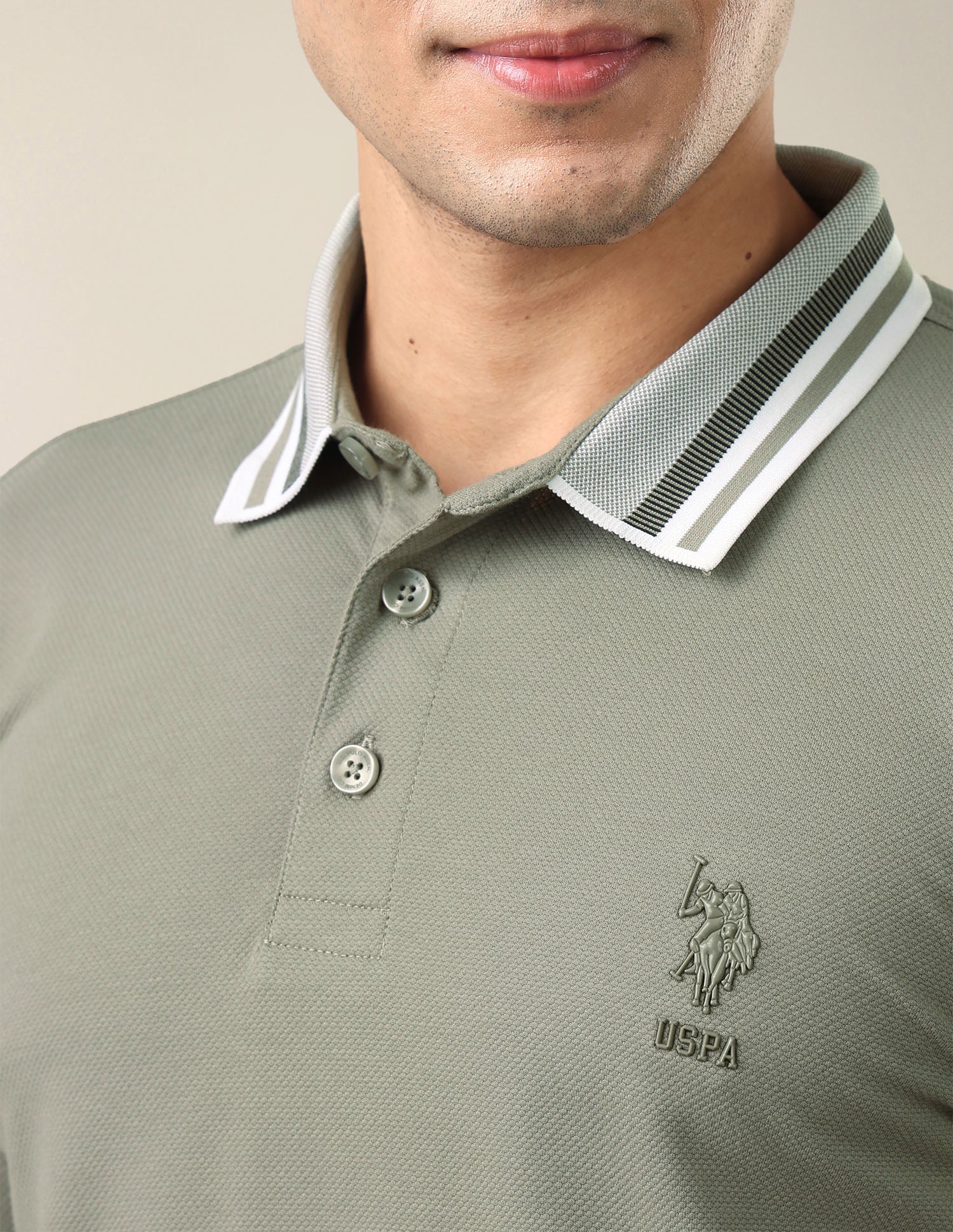 Solid Slim Fit Polo Shirt Sage - U.S. Polo Assn. India | Large