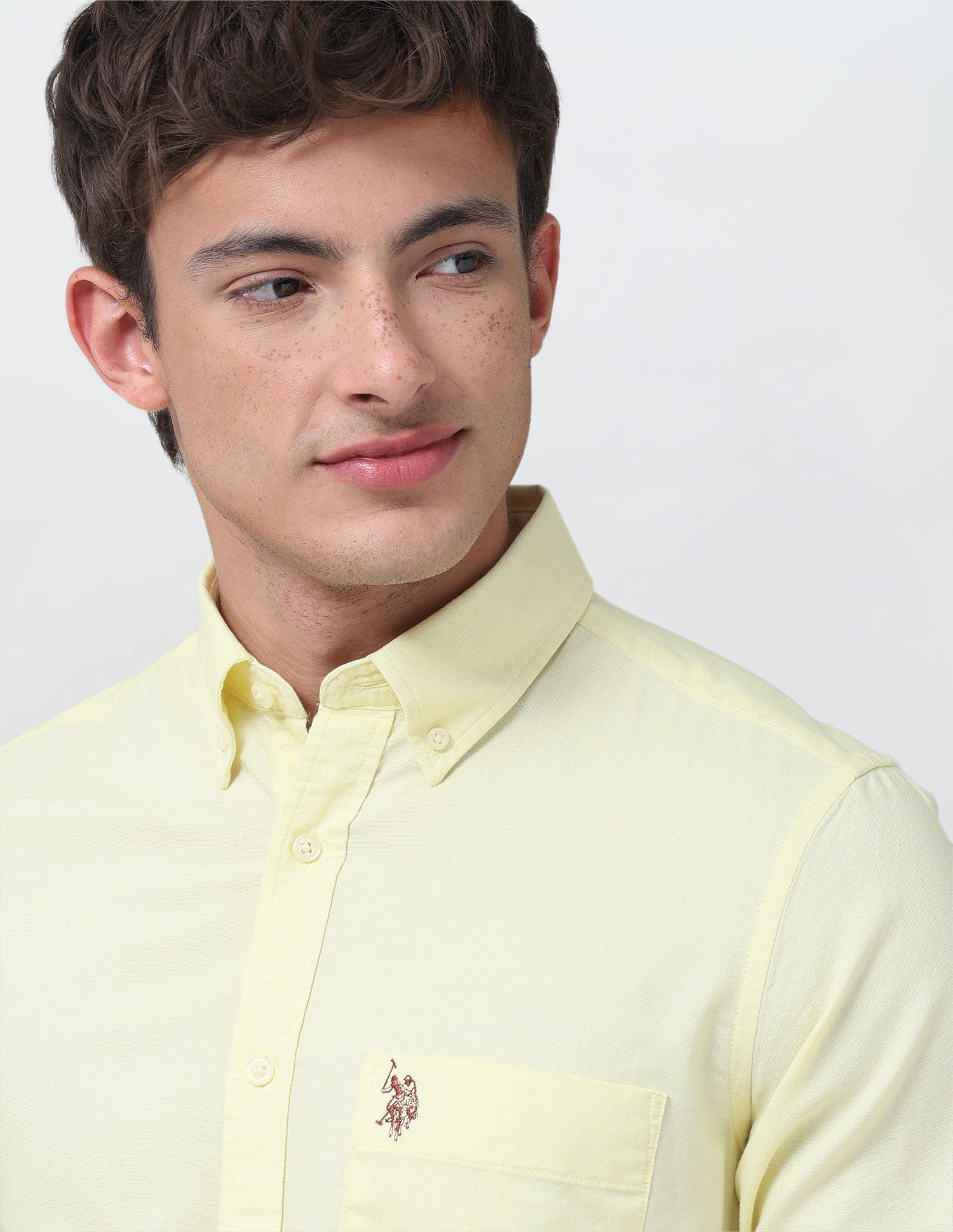Tailored Fit Oxford Button Down Shirt Light Yellow - U.S. Polo Assn. India | Large