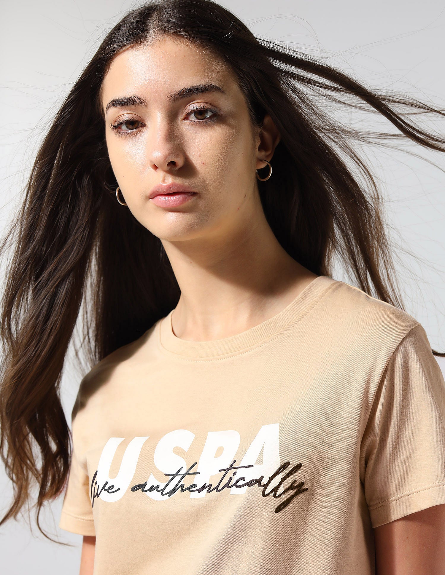 Regular Fit Brand Printed Lounge T-Shirt Beige - U.S. POLO ASSN. | Large