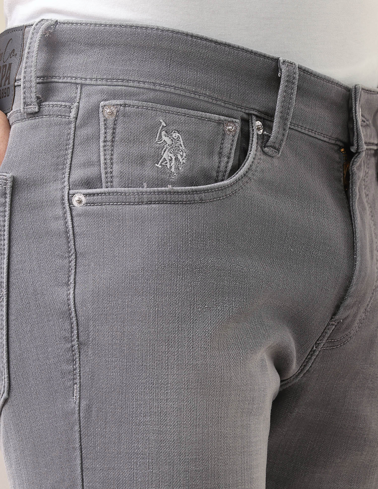 Brandon Slim-Tapered Fit Grey Jeans Grey - U.S. Polo Assn. India | Large