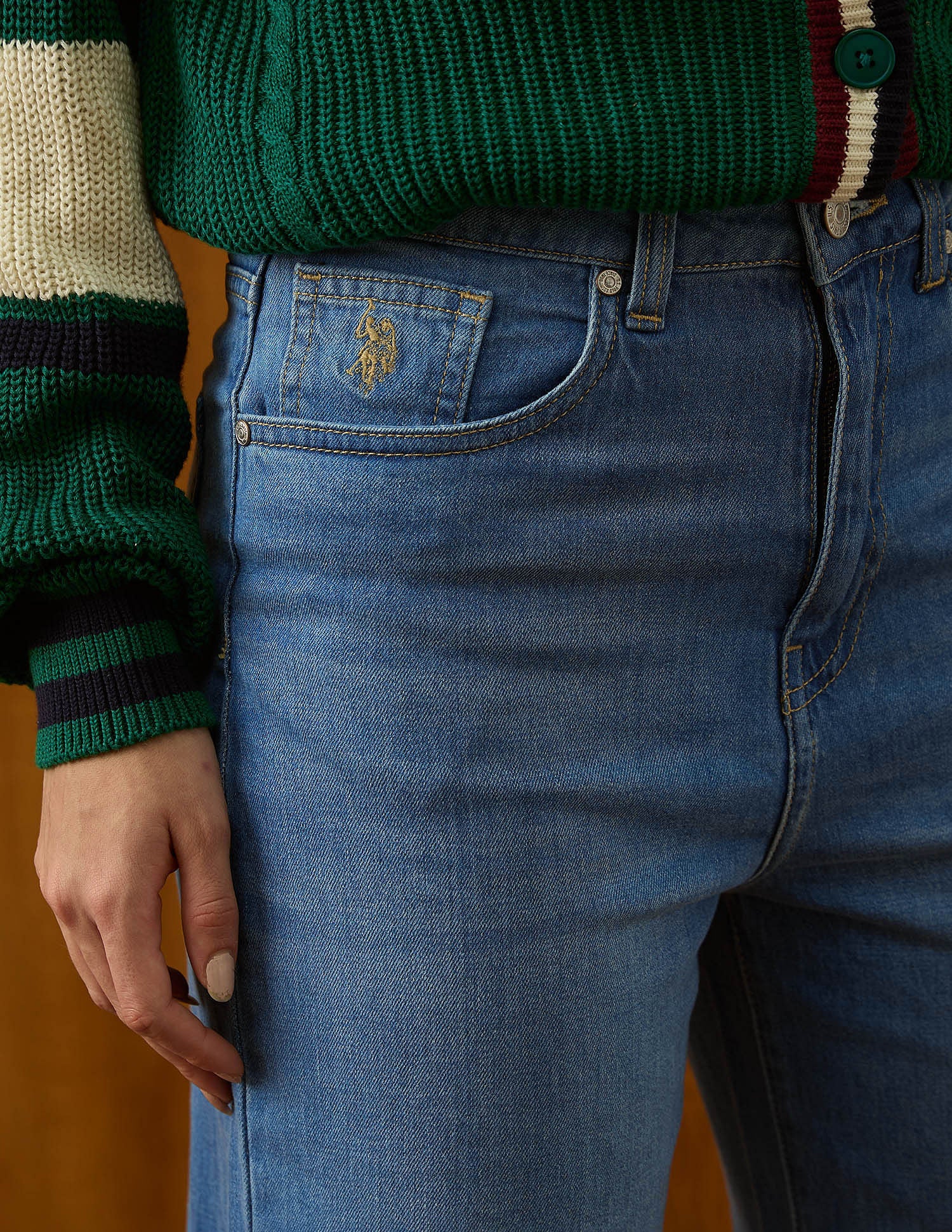 High Rise Straight Fit Jeans Light Blue - U.S. POLO ASSN. | Large