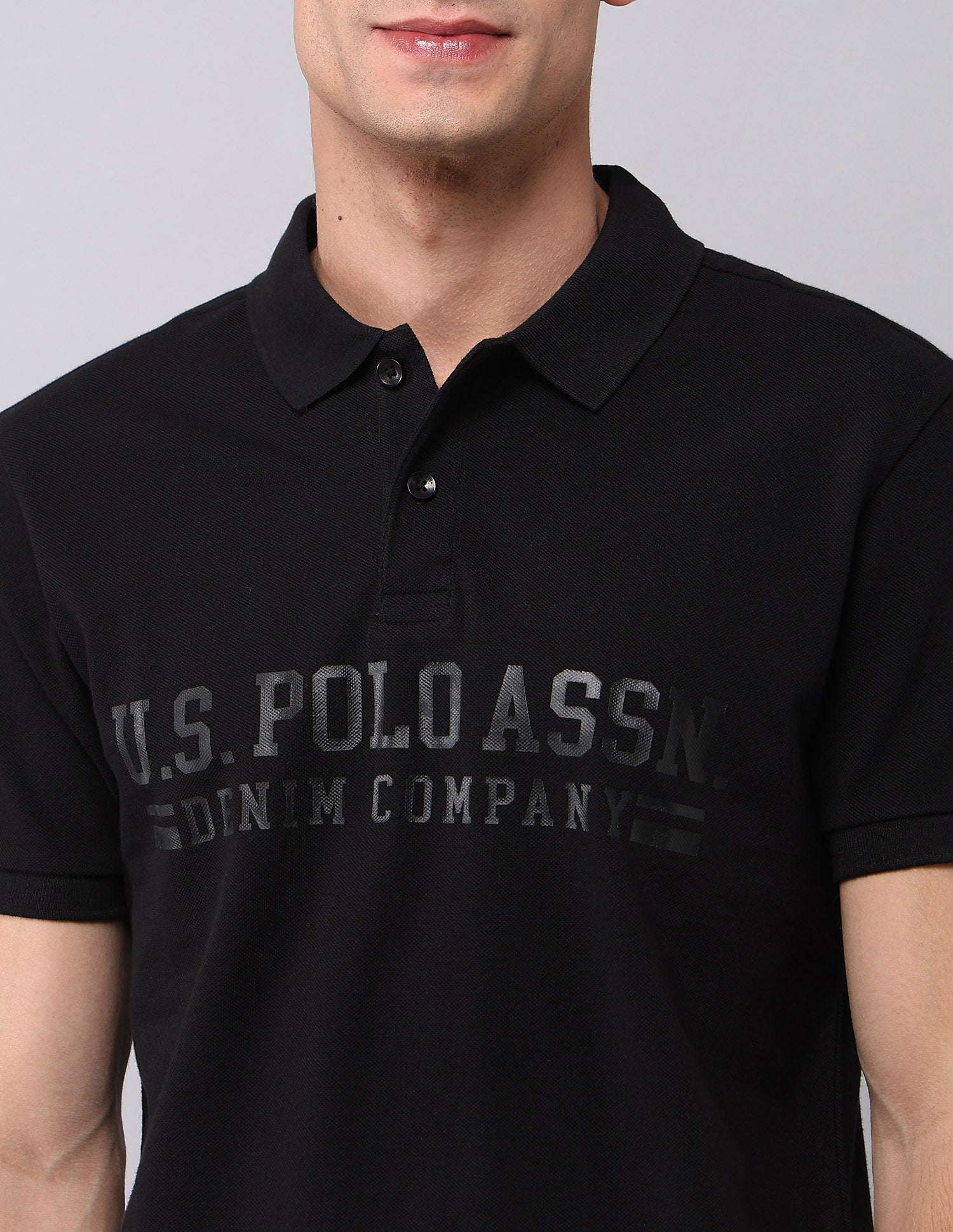 Brand Printed Muscle Fit Polo Shirt Black - U.S. POLO ASSN. | Large