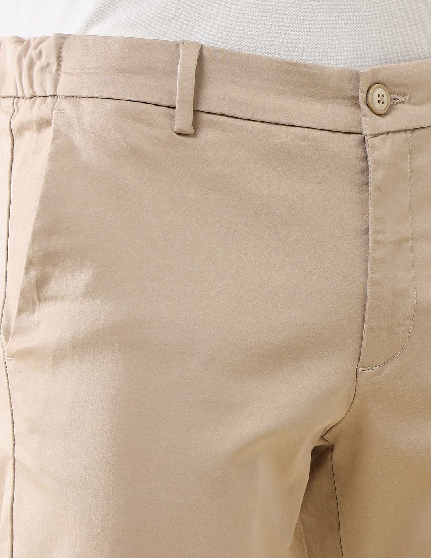 Elasticized Waist Slim Fit Trousers Beige - U.S. POLO ASSN. | Large