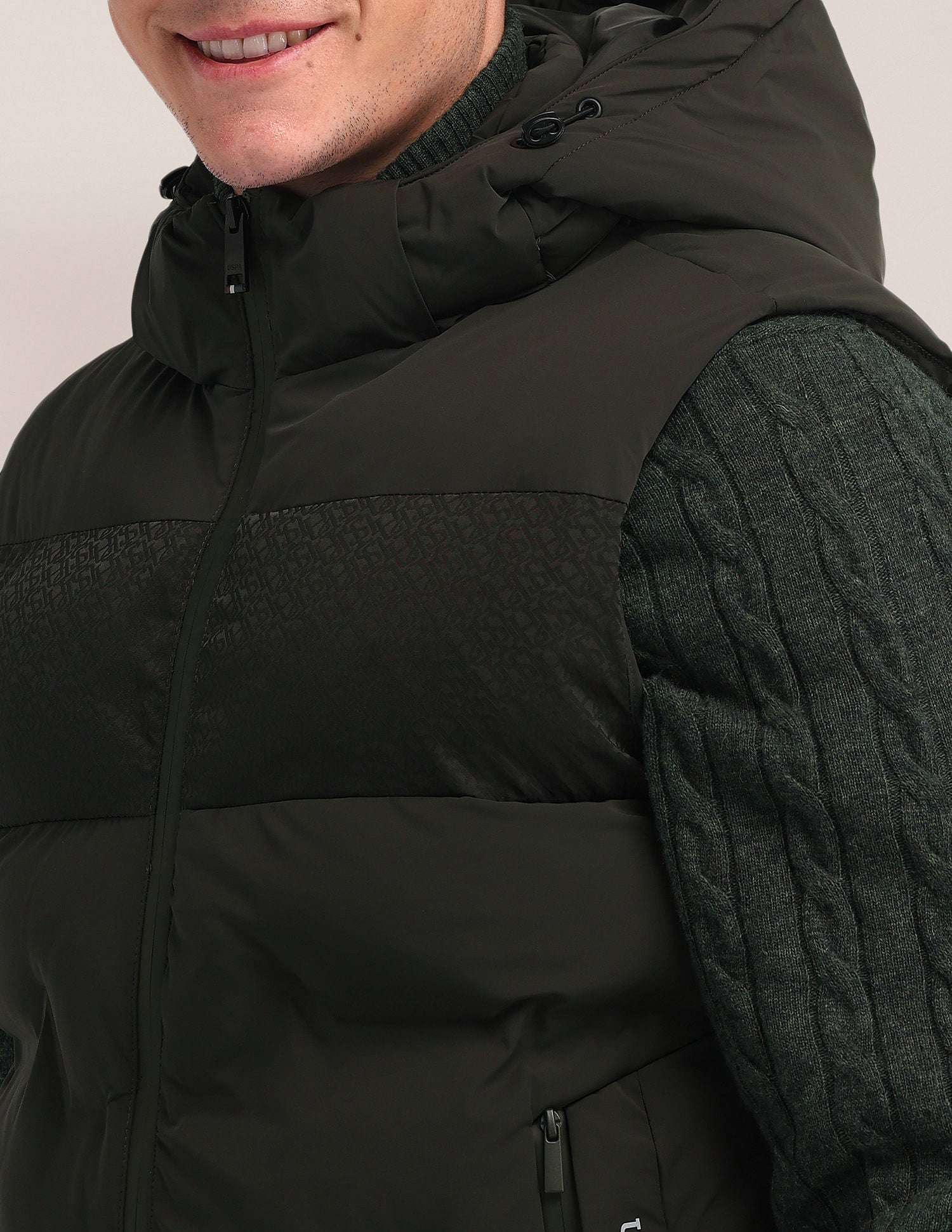 Detachable Hood Padded Jacket Olive - U.S. POLO ASSN. | Large