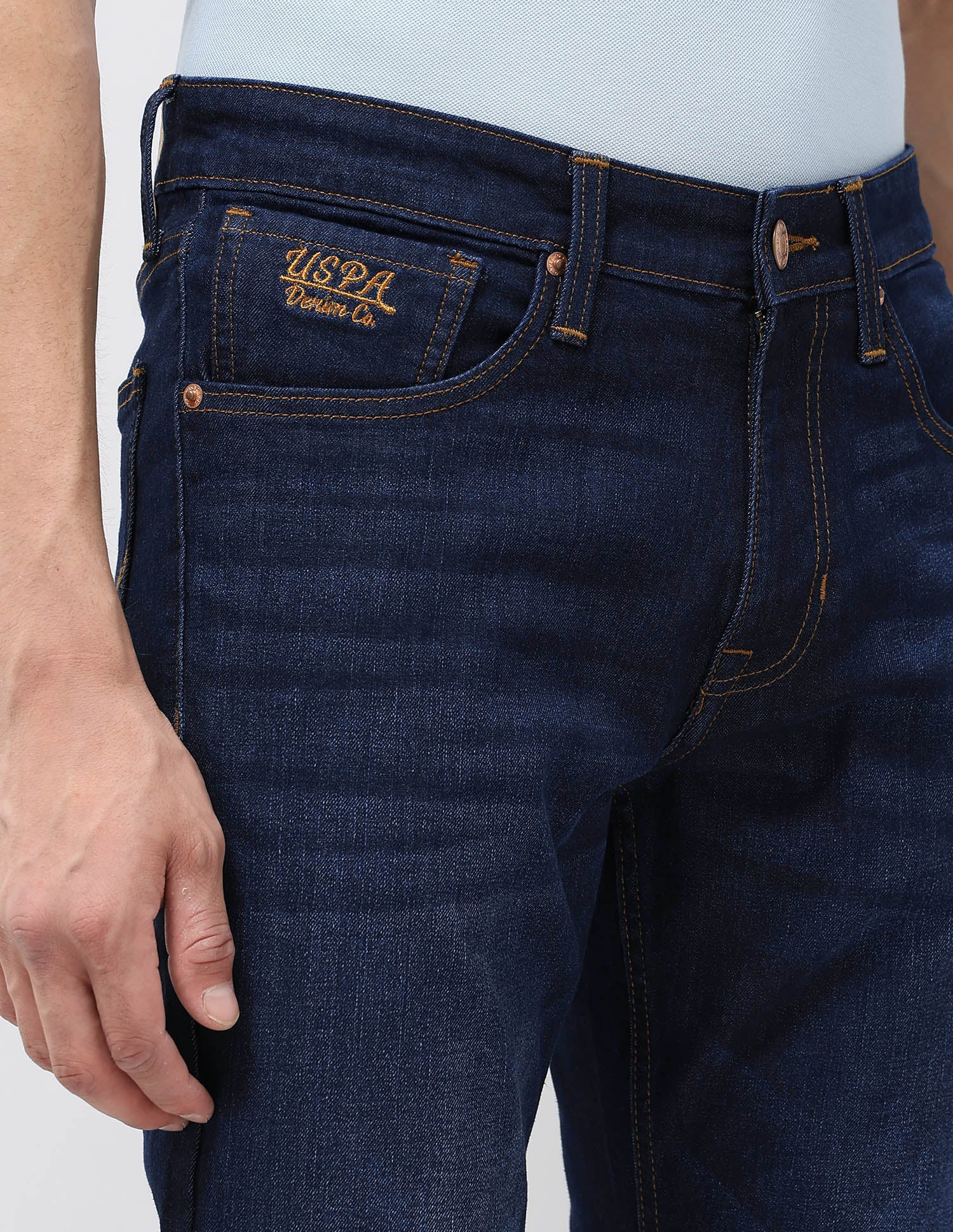 Brandon Slim Tapered Fit Blue Jeans Dark Blue - U.S. POLO ASSN. | Large