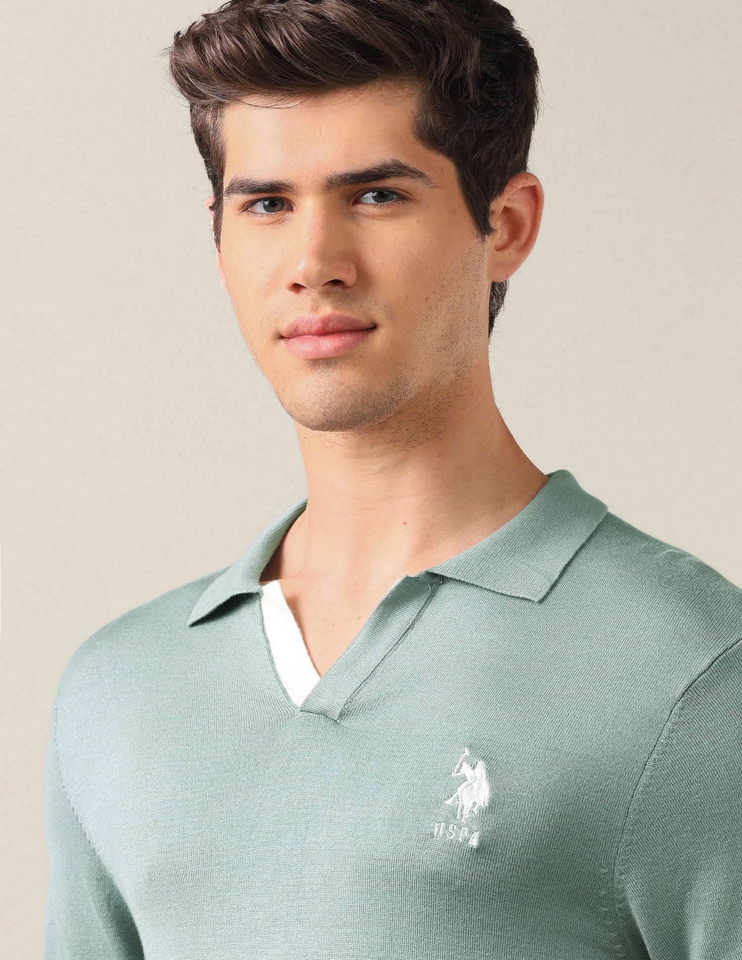 Solid Slim Fit Polo Shirt Light Green - U.S. Polo Assn. India | Large
