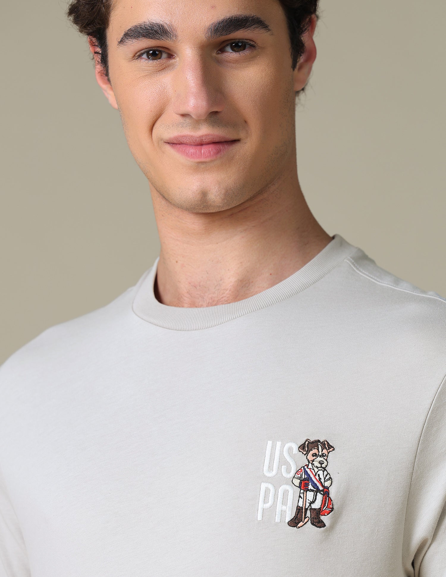 Slim Fit Graphic Brand Printed T-Shirt Beige - U.S. Polo Assn. India | Large