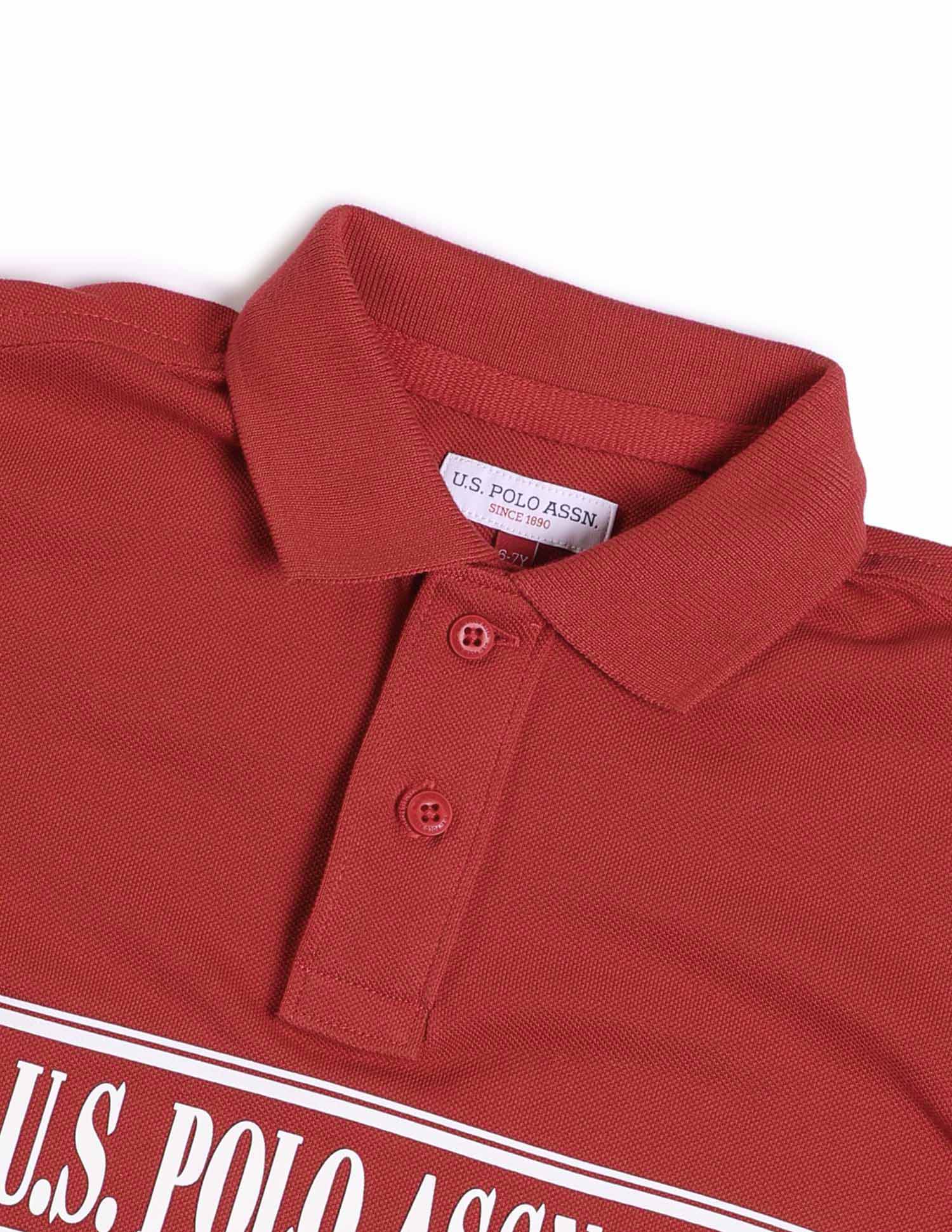 Boys Brand Printed Regular Fit Polo Shirt Medium Red - U.S. POLO ASSN. | Large