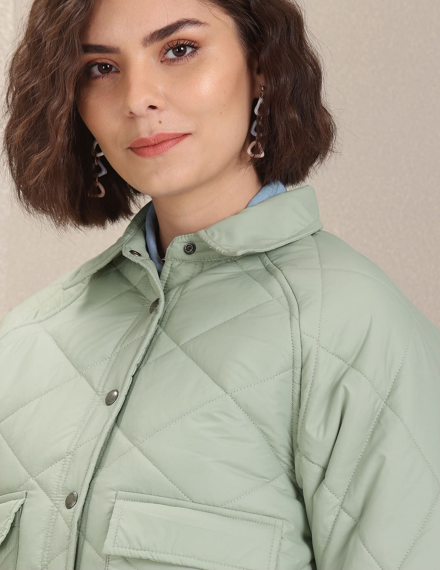 Solid Quilted Jacket Light Green - U.S. POLO ASSN. | Large