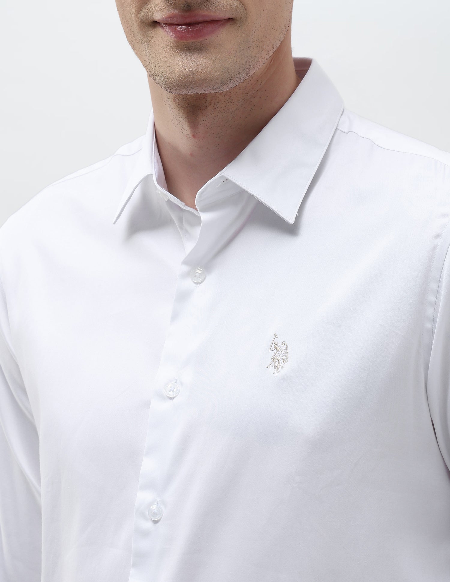 Tailored Fit Solid Shirt White - U.S. Polo Assn. India | Large