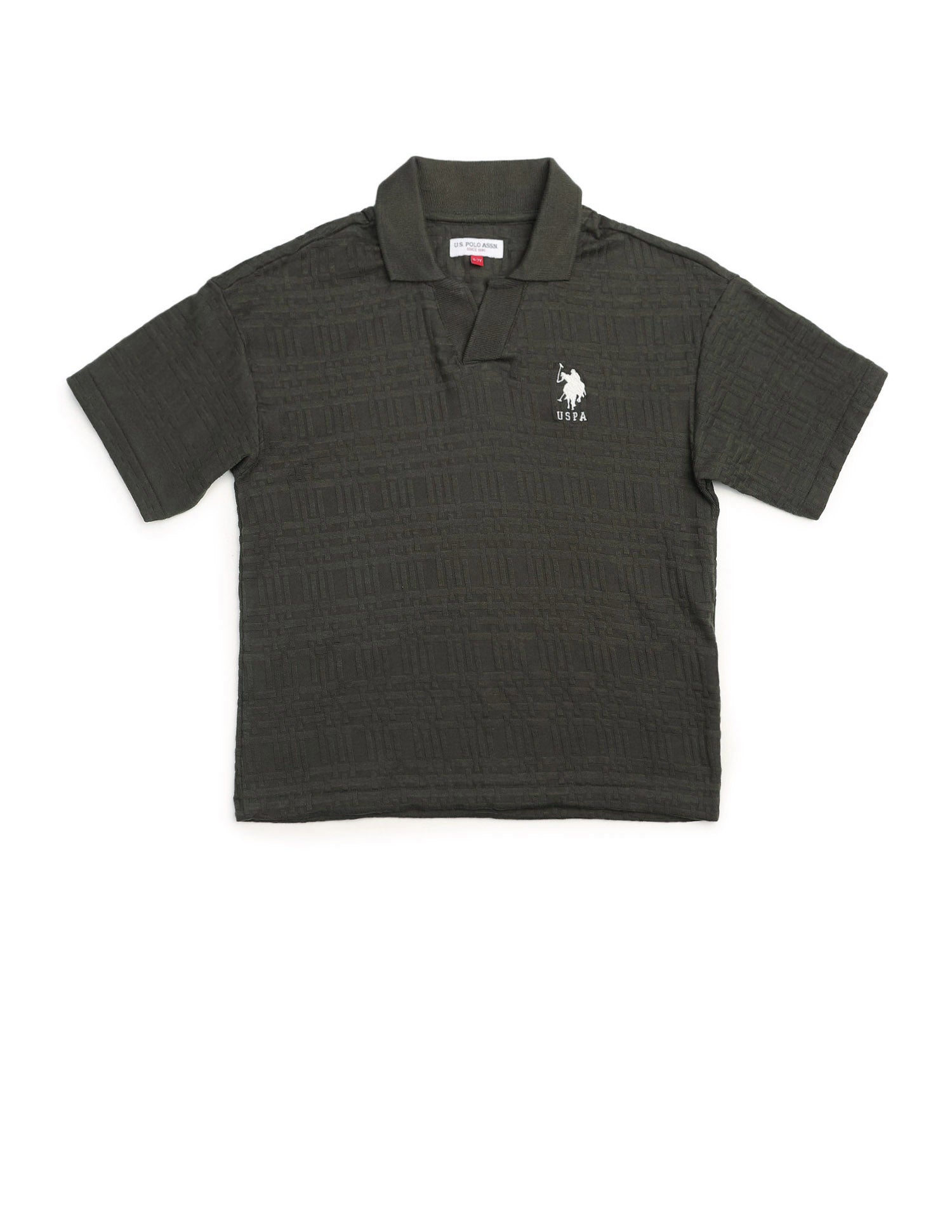 Boys Textured Boxy Fit Polo Shirt Olive - U.S. POLO ASSN. | Large