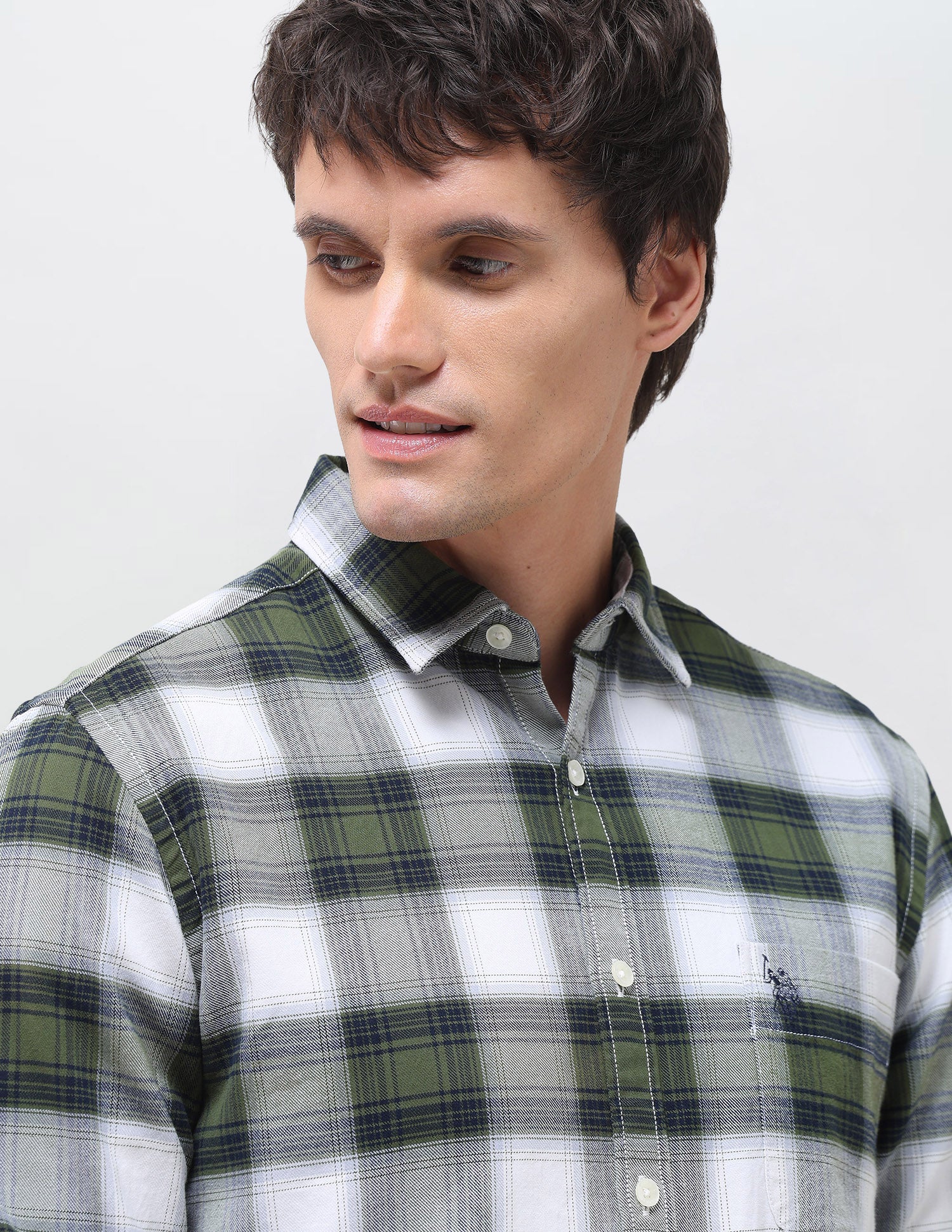 Twill Plaid Checked Shirt Green - U.S. Polo Assn. India | Large