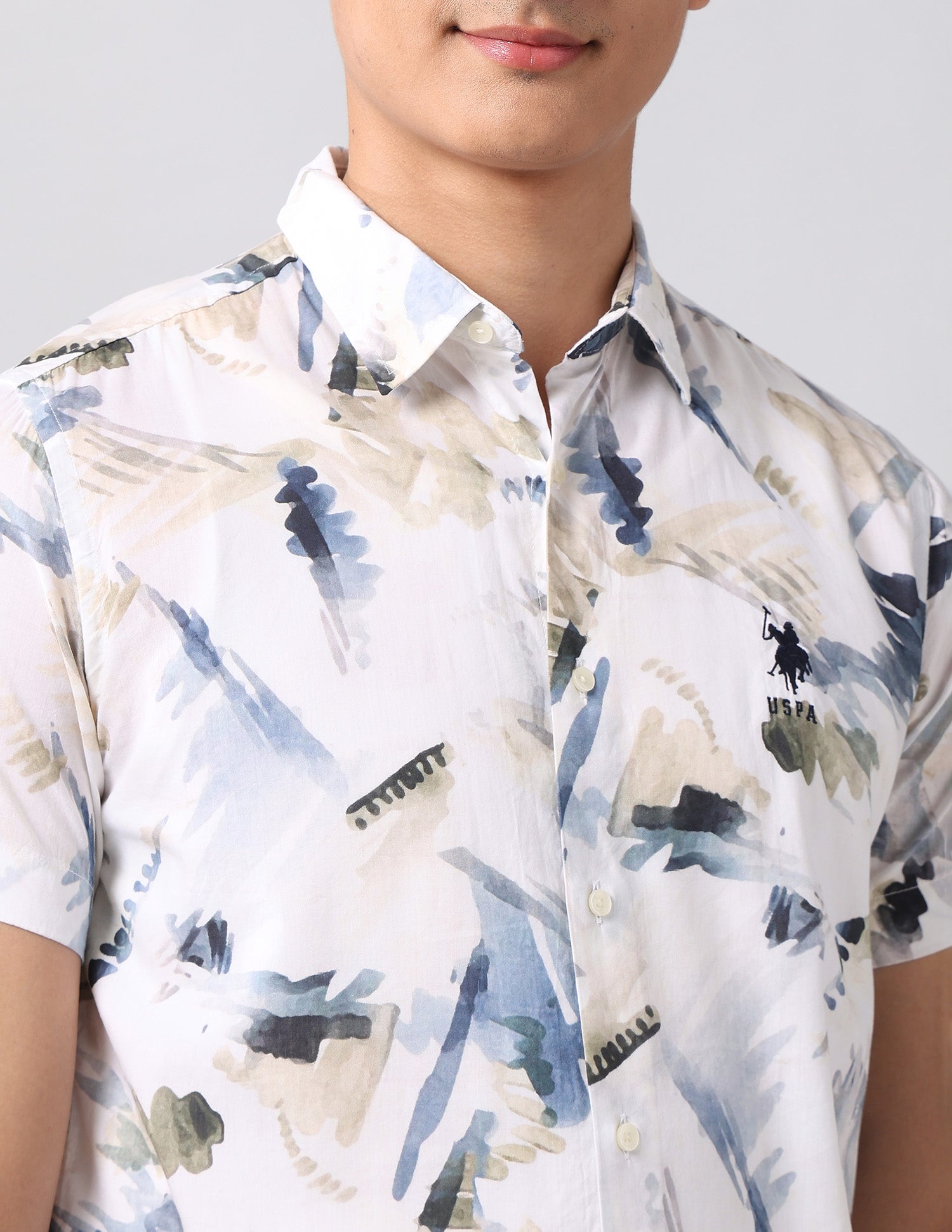 Abstract Printed Regular Fit Shirt Blue - U.S. Polo Assn. India | Large