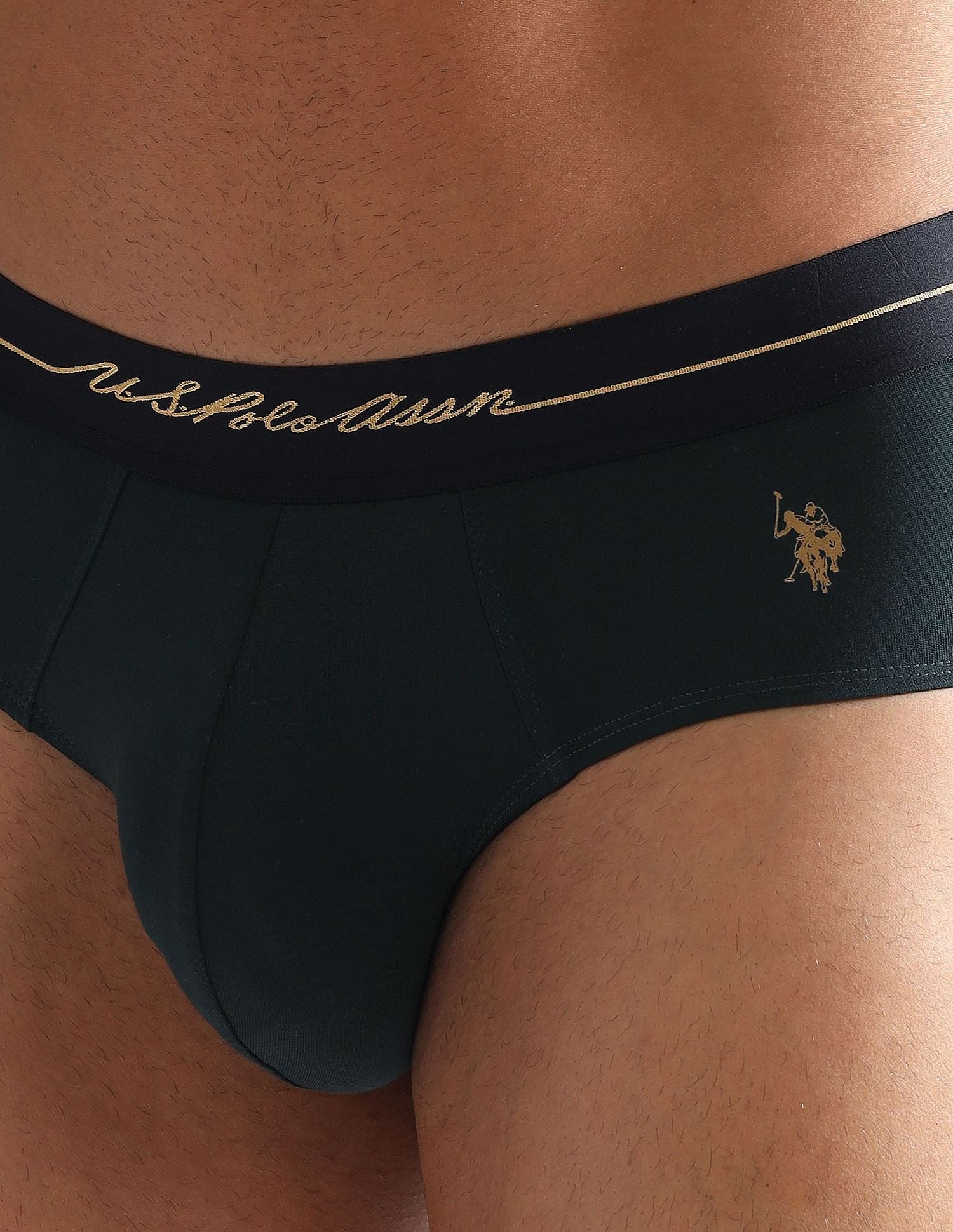 Elasticized Waist Solid PB004 Briefs - Pack of 1 Scarab - U.S. POLO ASSN. | Large