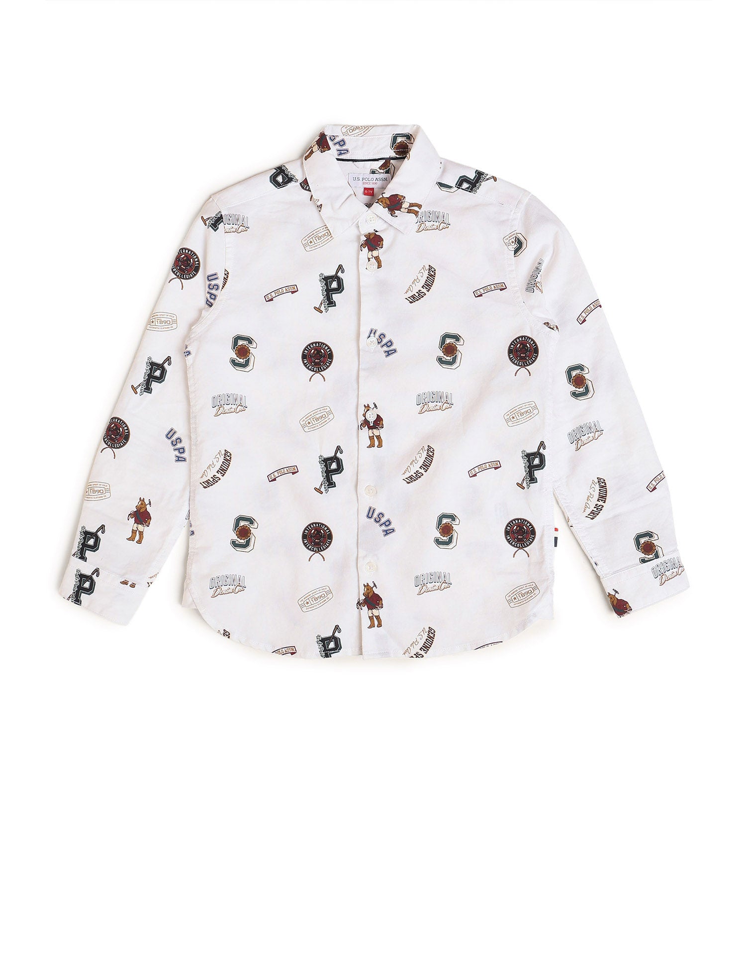 Boys Brand Printed Oxford Shirt White - U.S. POLO ASSN. | Large