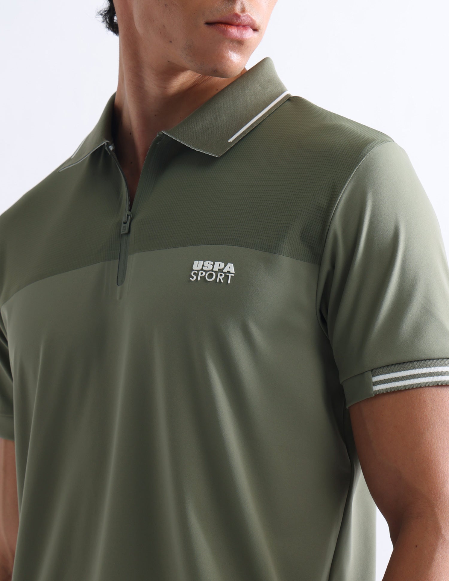 Solid Slim Fit Polo Shirt Light Olive - U.S. Polo Assn. India | Large