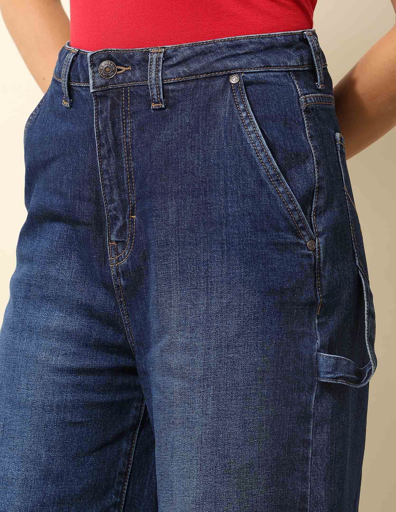 High Rise Ultra Wide Leg Fit Jeans Dark Blue - U.S. POLO ASSN. | Large