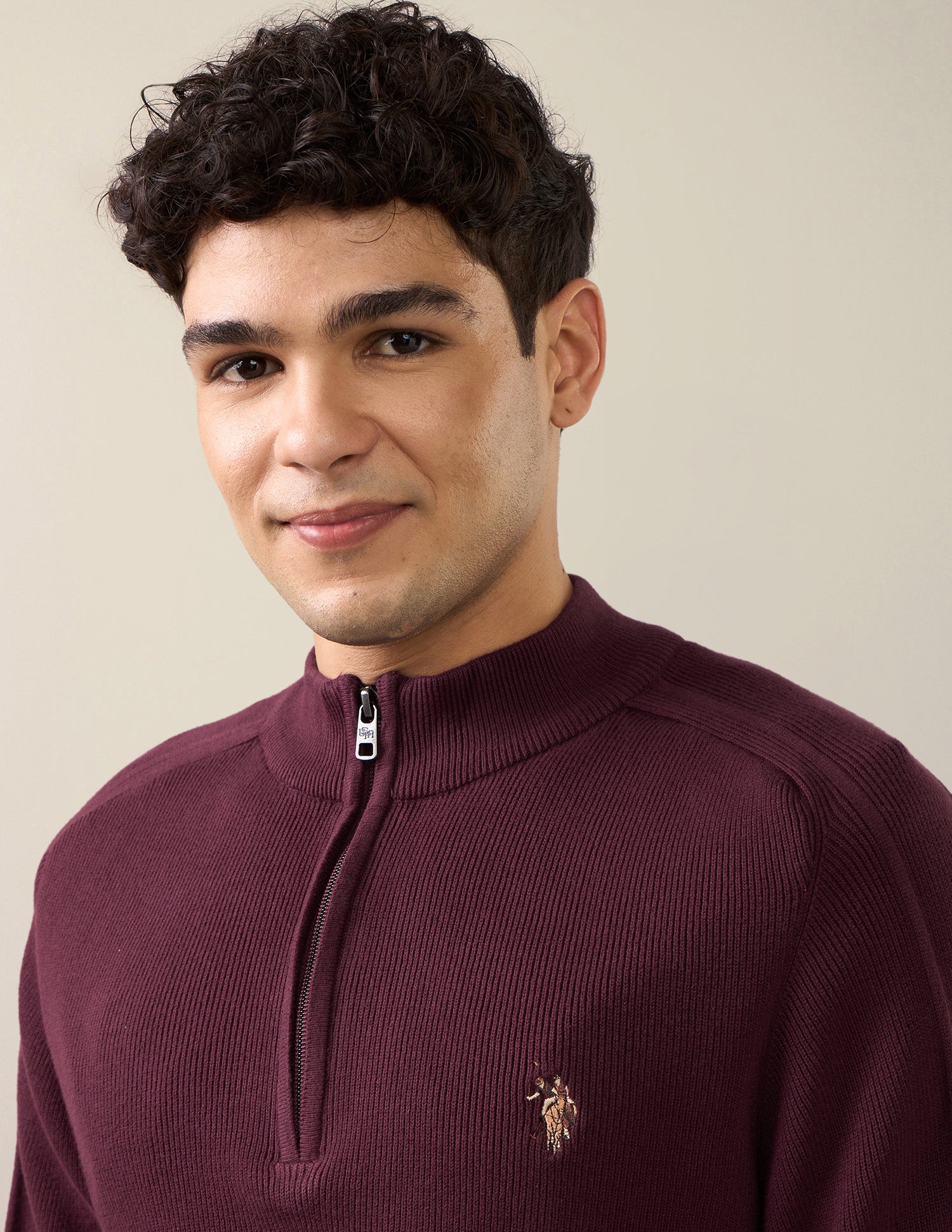 Solid Regular Fit Sweater Maroon - U.S. Polo Assn. India | Large