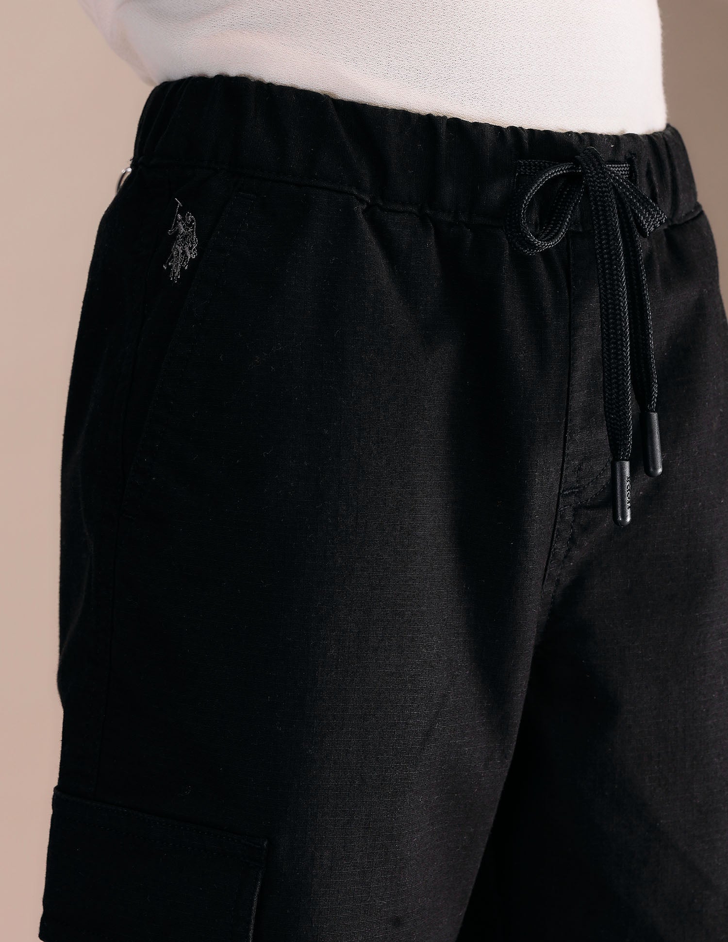 Boys Textured Relaxed Fit Cargos Black - U.S. POLO ASSN. | Large