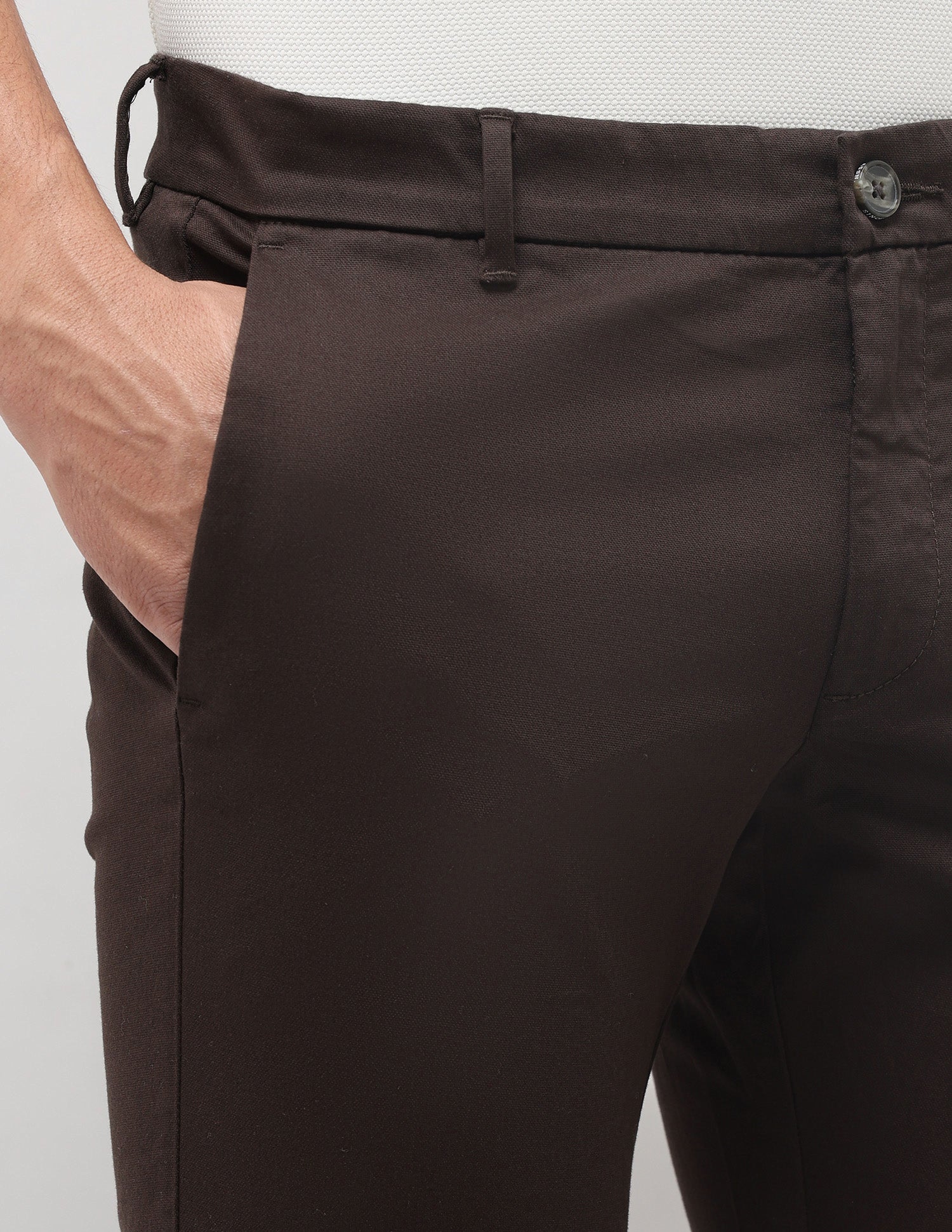 Denver Slim Fit Mid Rise Trousers Choco - U.S. Polo Assn. India | Large
