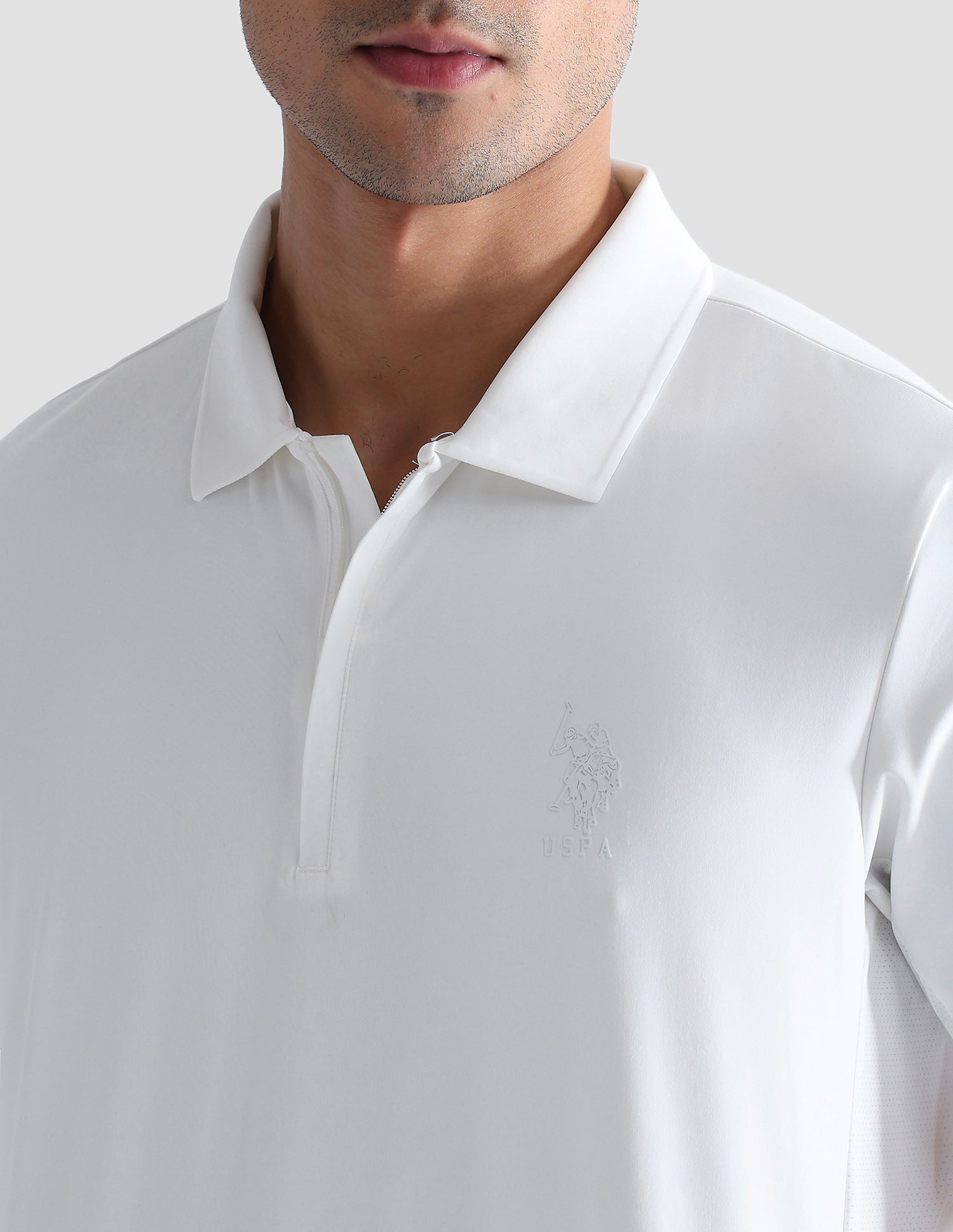 Slim Fit Solid Active Polo Shirt Off White - U.S. POLO ASSN. | Large