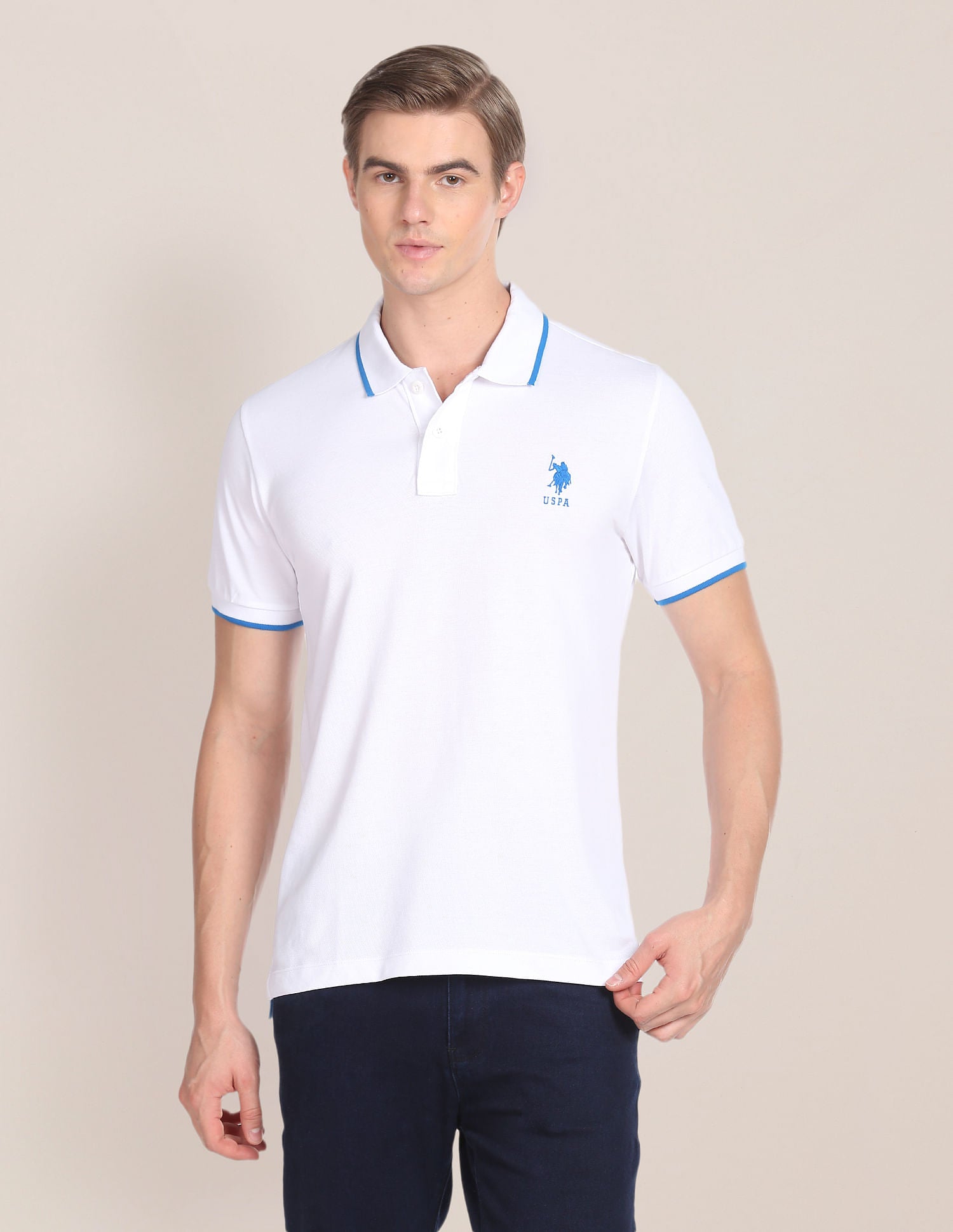 Tipped Collar Cotton Polo Shirt