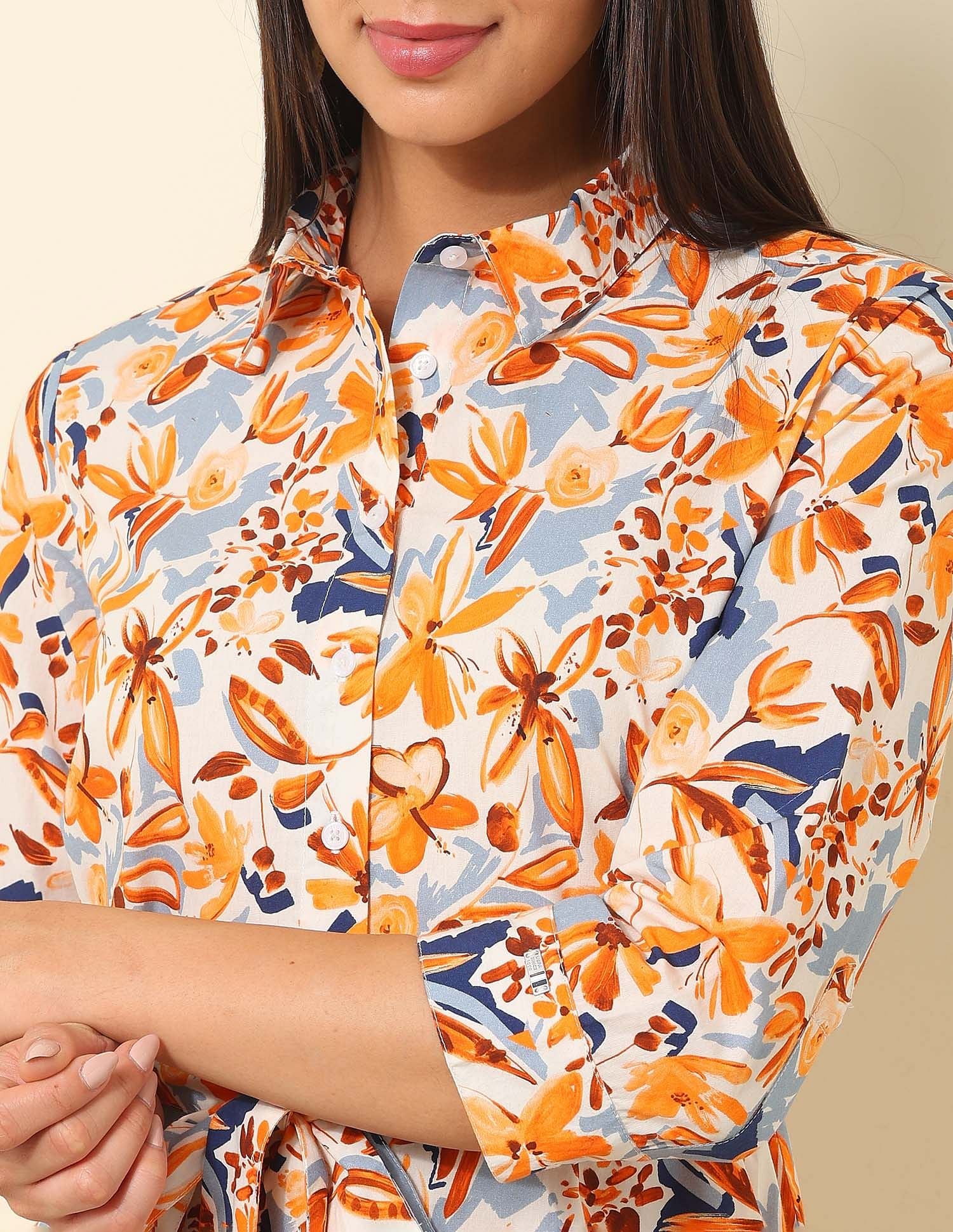 Floral Printed Shirt Dress Multicolour - U.S. Polo Assn. India | Large