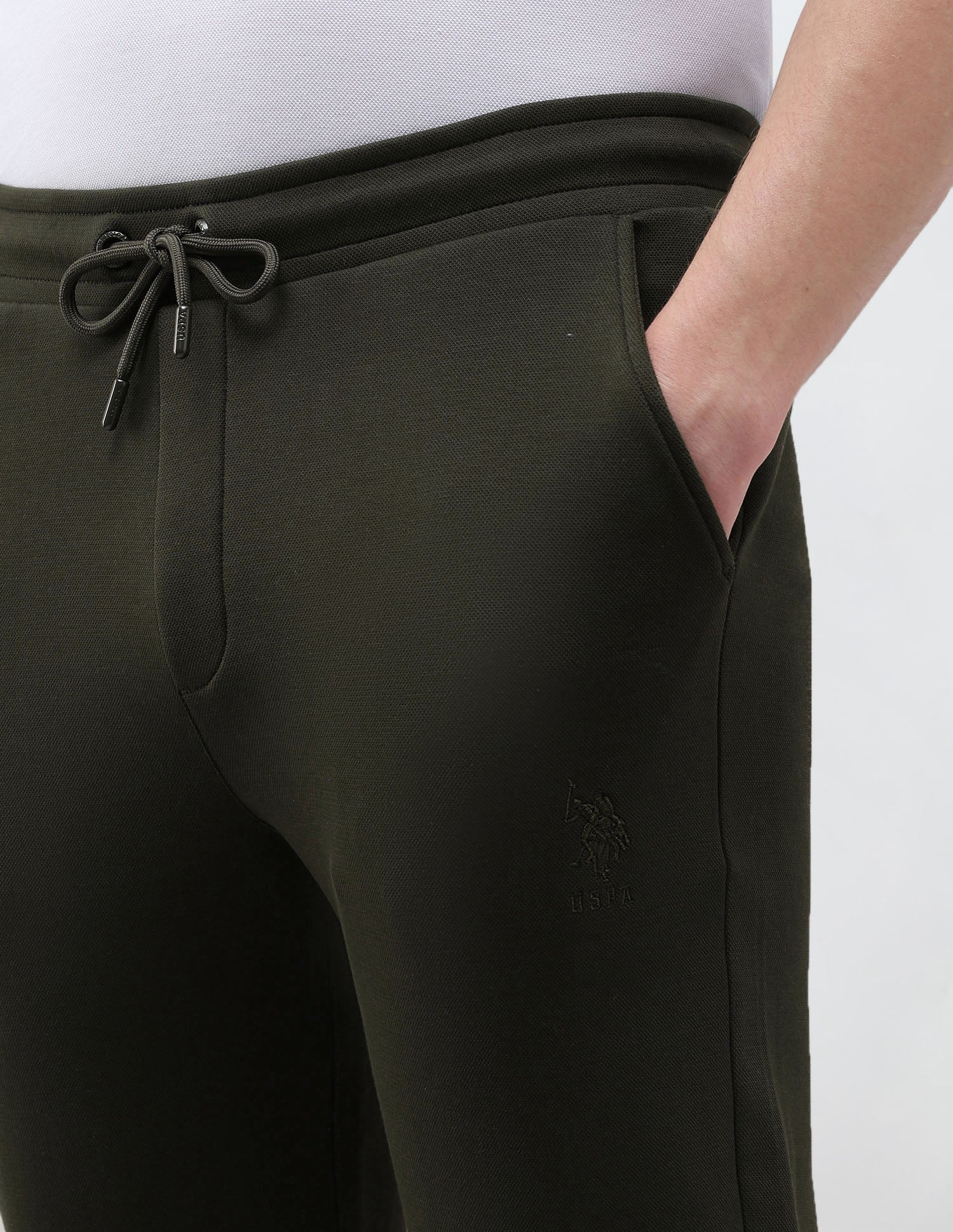 Mid Rise Solid Track Pants Dark Green - U.S. Polo Assn. India | Large