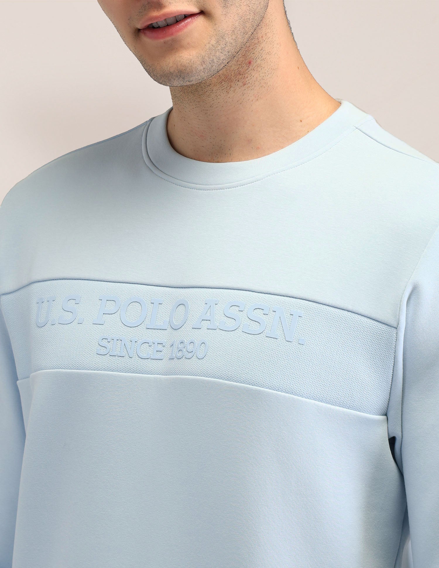 Brand Printed Regular Fit Sweatshirt Light Blue - U.S. POLO ASSN. | Large