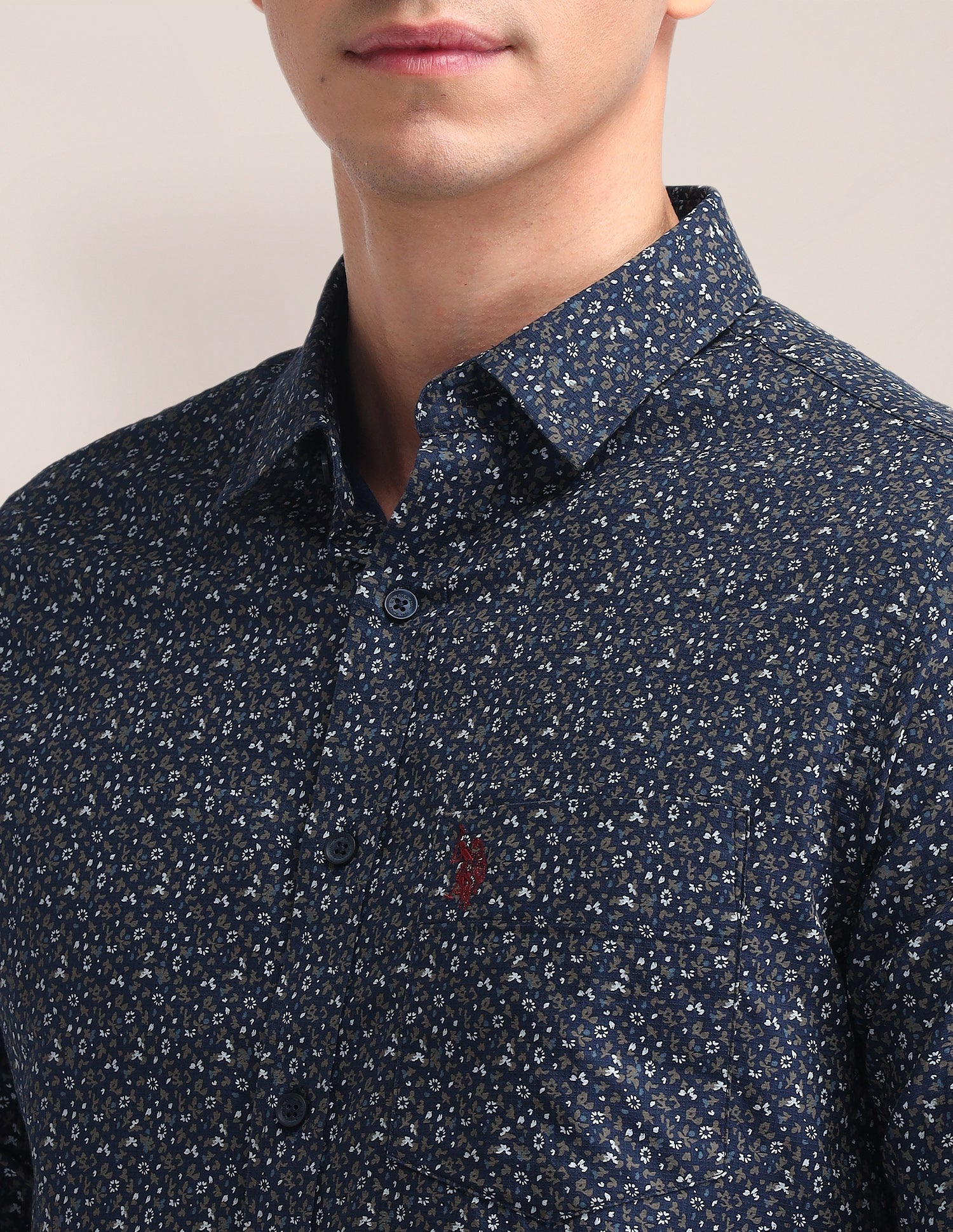 Floral Tailored Fit Shirt Navy - U.S. POLO ASSN. | Large