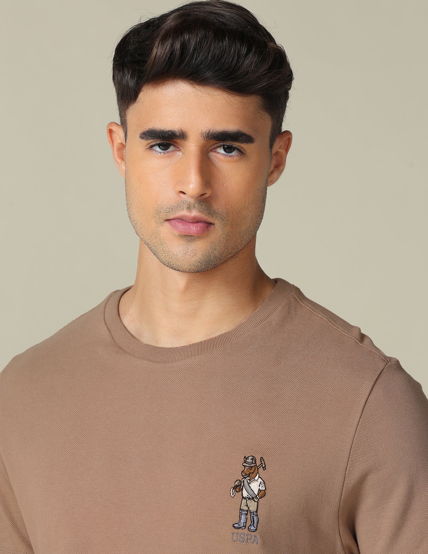 Pure Cotton Regular Fit T-Shirt Light Beige - U.S. POLO ASSN. | Large