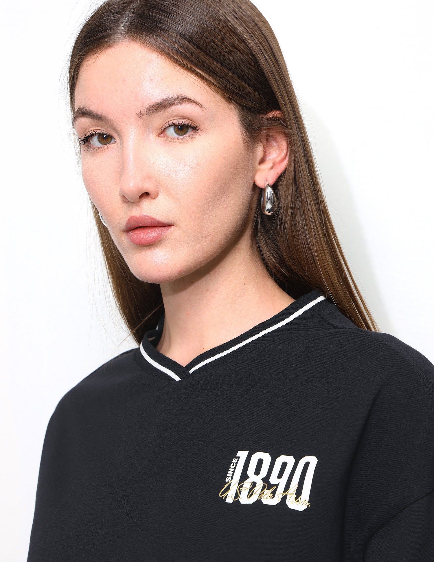 Solid Boxy Fit Varsity T-Shirt Black - U.S. Polo Assn. India | Large