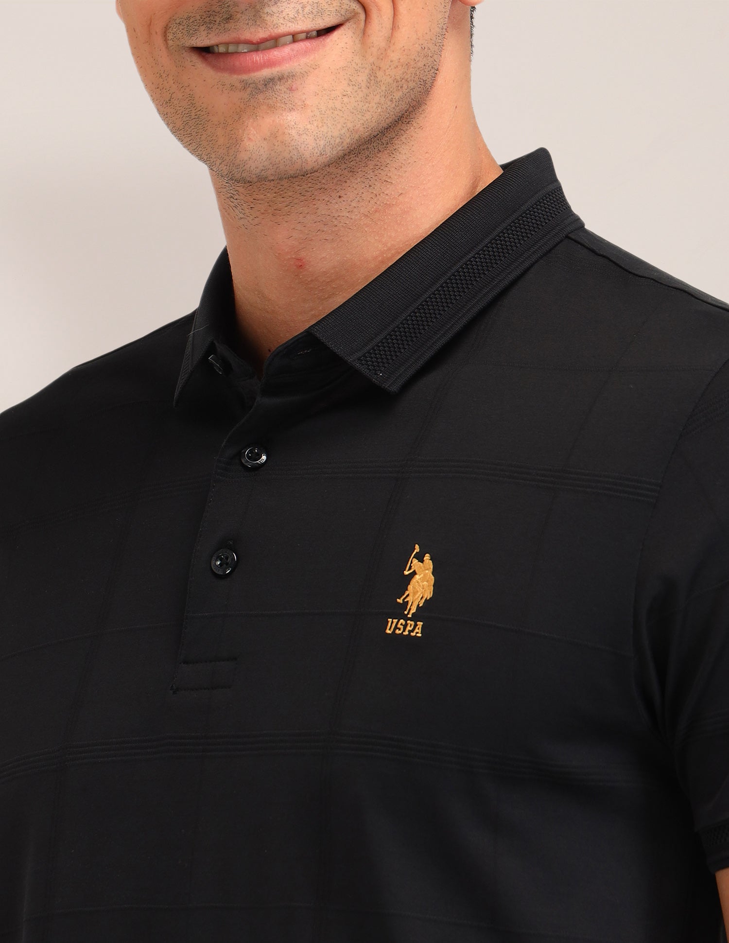 Checked Slim Fit Polo Shirts Black - U.S. Polo Assn. India | Large