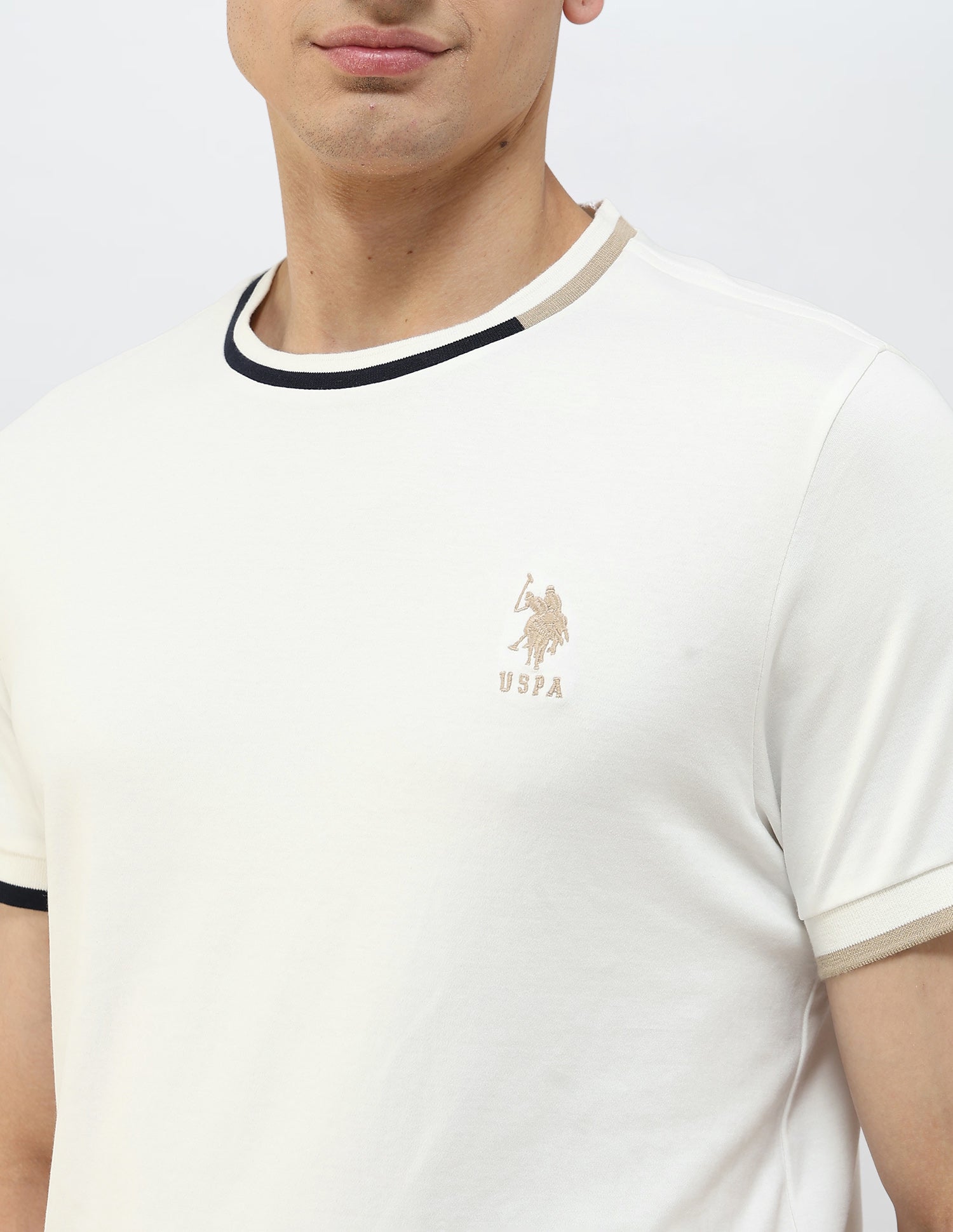 Solid Slim Fit T-Shirt Off White - U.S. POLO ASSN. | Large
