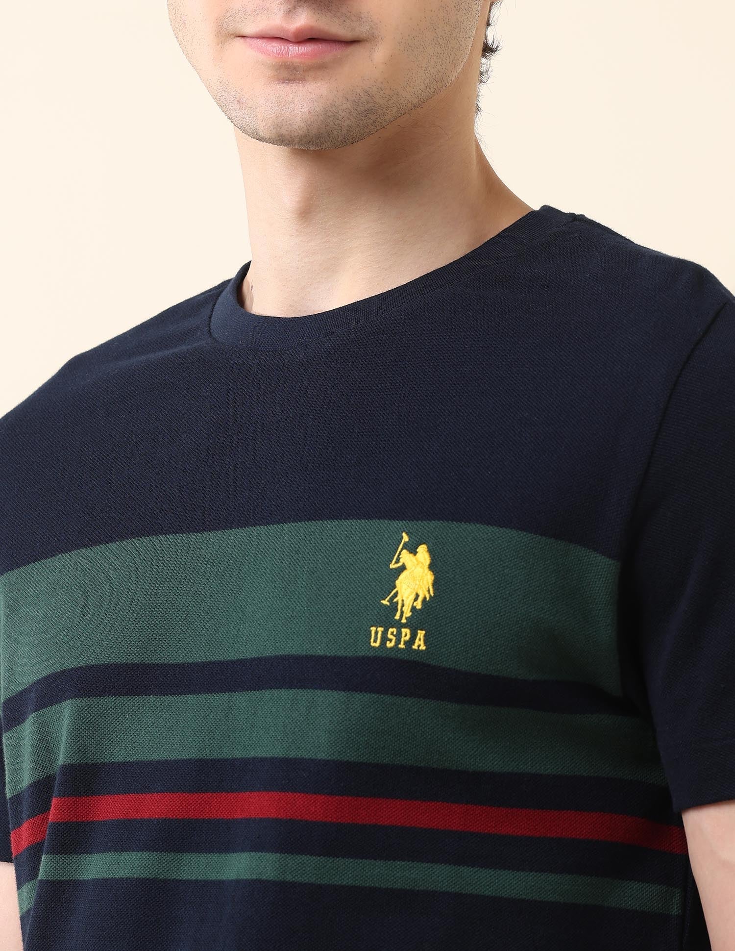 Horizontal Striped Gold Cup T-Shirt Navy - U.S. Polo Assn. India | Large