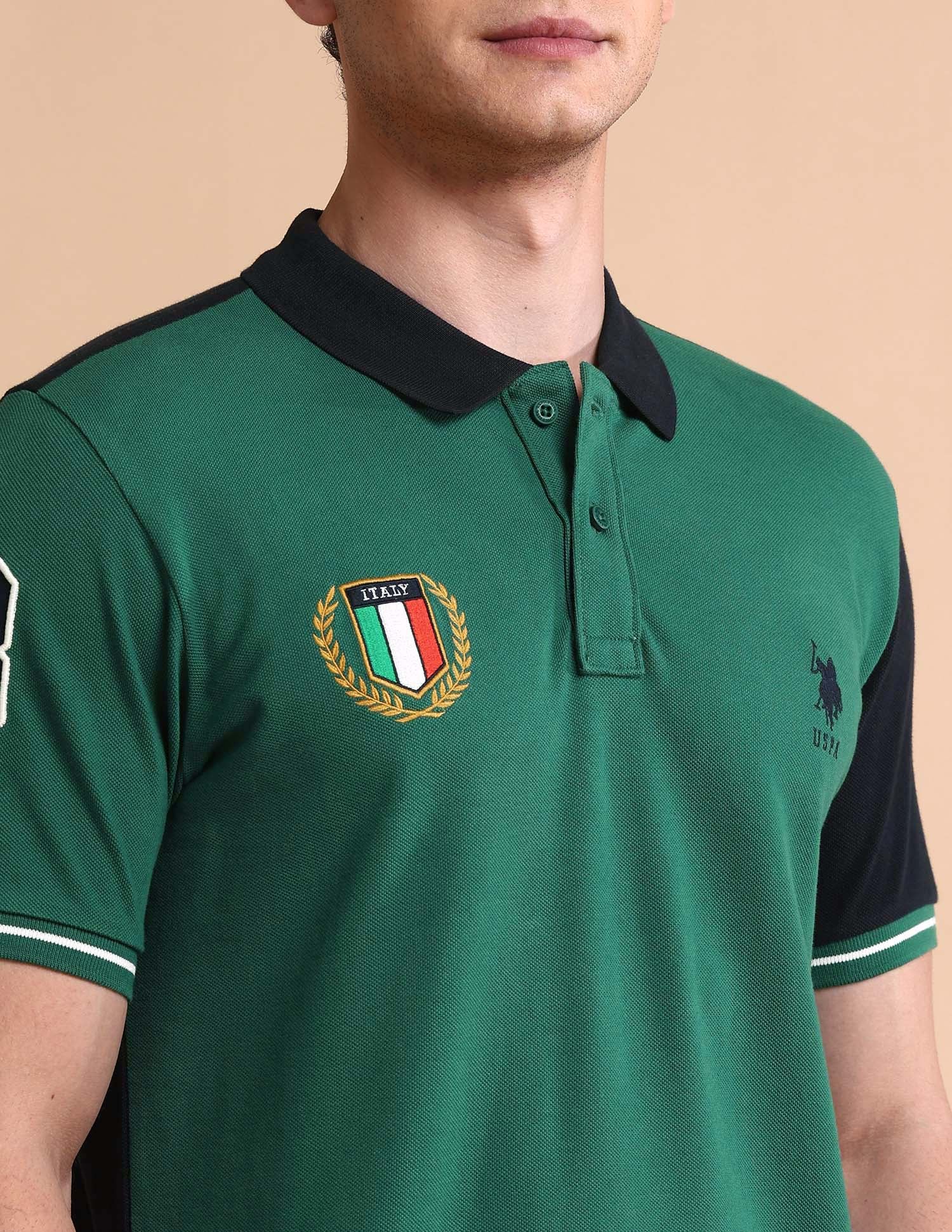 Slim Fit Iconic Number Polo Shirt Green - U.S. POLO ASSN. | Large