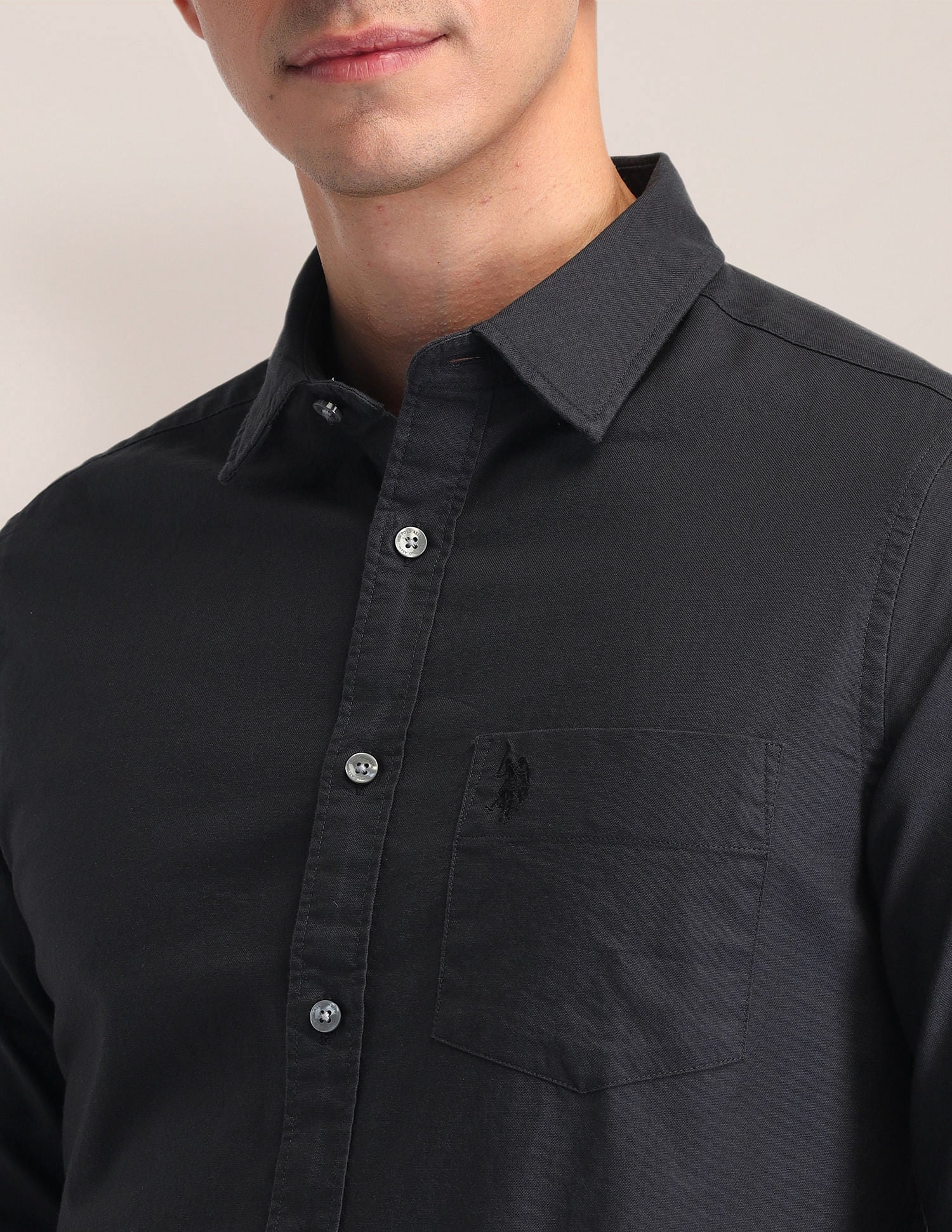 Tailored Fit Pure Cotton Shirt Charcoal - U.S. Polo Assn. India | Large