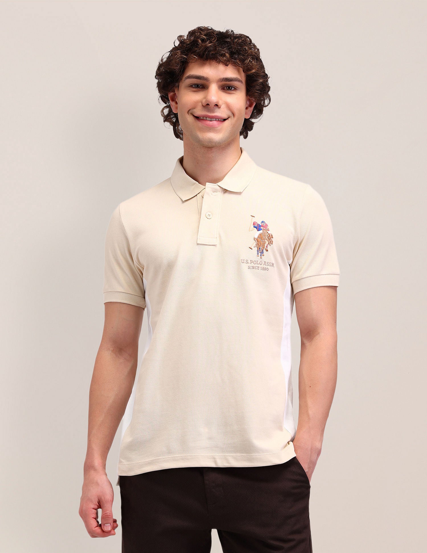 Solid Slim Fit Polo Shirt Brown - U.S. POLO ASSN. | Large