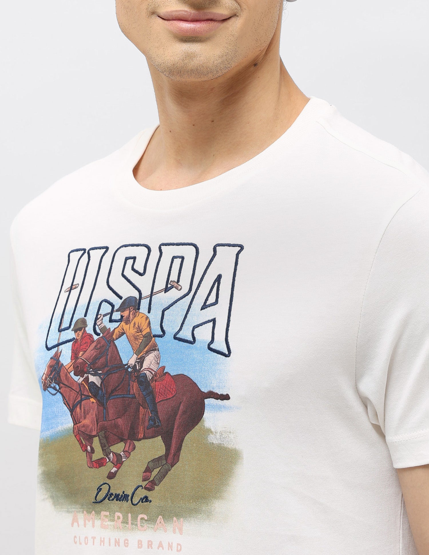 Graphic Printed Regular Fit T-shirt Ivory - U.S. POLO ASSN. | Large