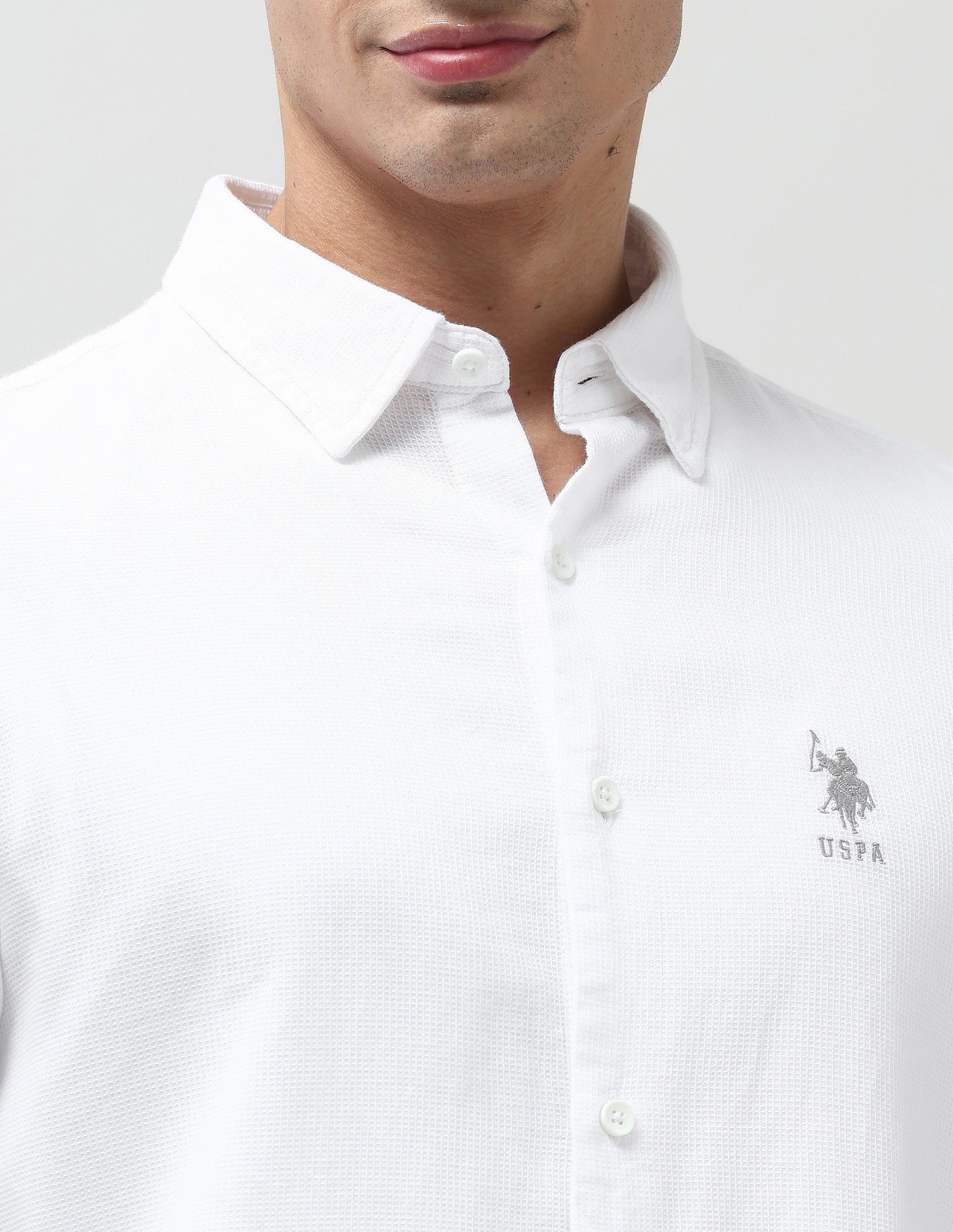 Dobby Slim Fit Shirt White - U.S. POLO ASSN. | Large